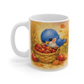 Bluebird & Apple Basket Fall Mug – Watercolor Autumn Coffee Cup