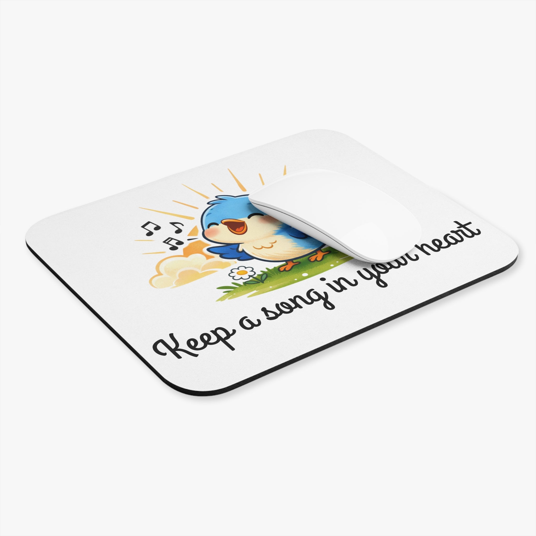 Singing Bluebird Mouse Pad – Inspirational Music Lover Desk Mat – ‘Keep a Song in Your Heart