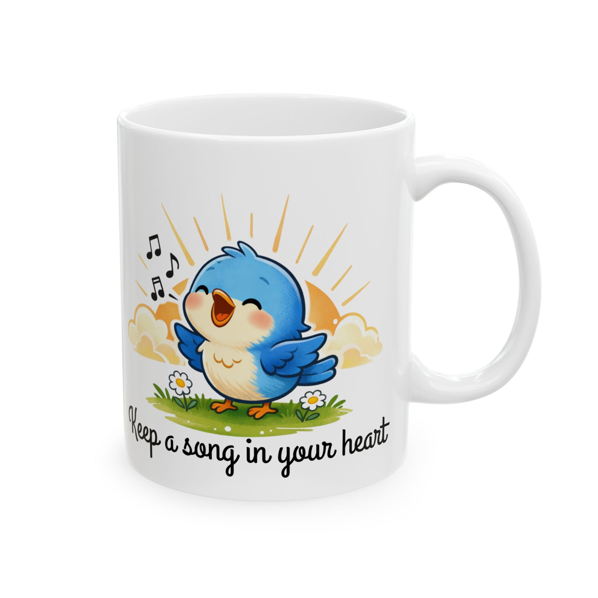 Singing Bluebird Mug – Inspirational Music Lover Gift – ‘Keep a Song in Your Heart’