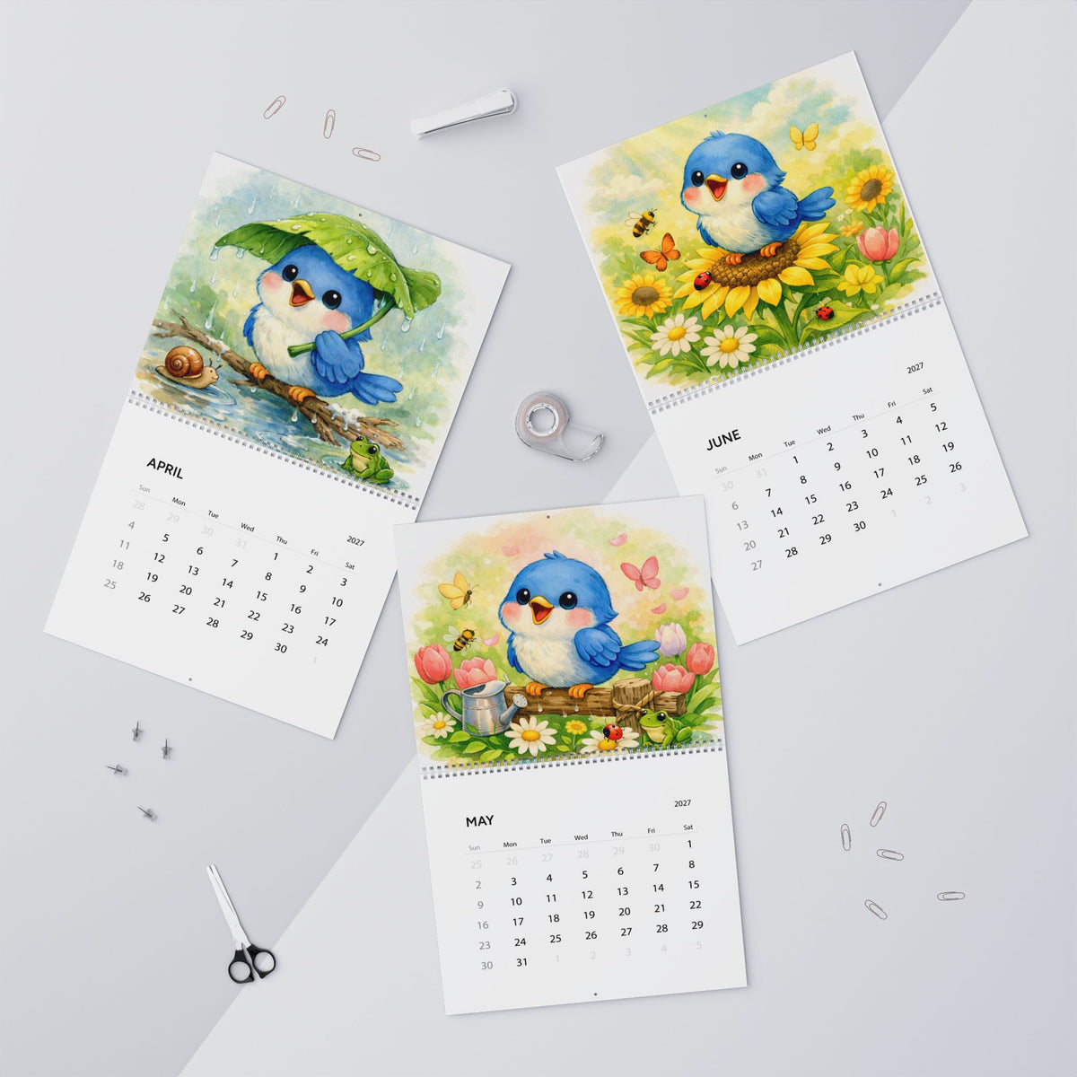 Singing Bluebird Seasonal Watercolor Calendar 2027