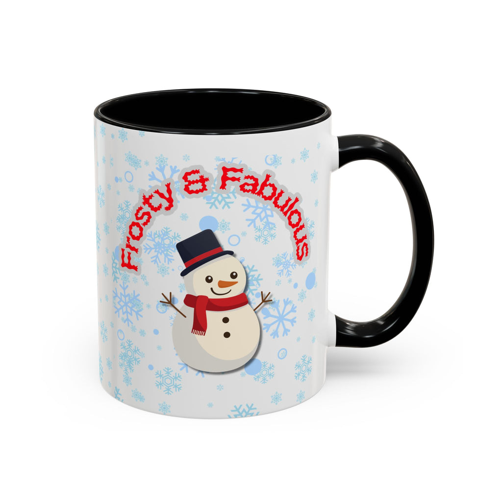 Frosty & Fabulous Christmas Mug – Snowman Winter Coffee Cup, Holiday Hot Cocoa Mug, Cute Snowflakes Design