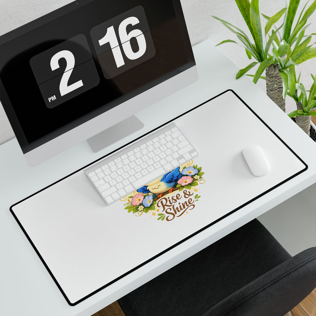 Rise & Shine Bluebird Desk Mat – Inspirational Workspace Décor for Creatives