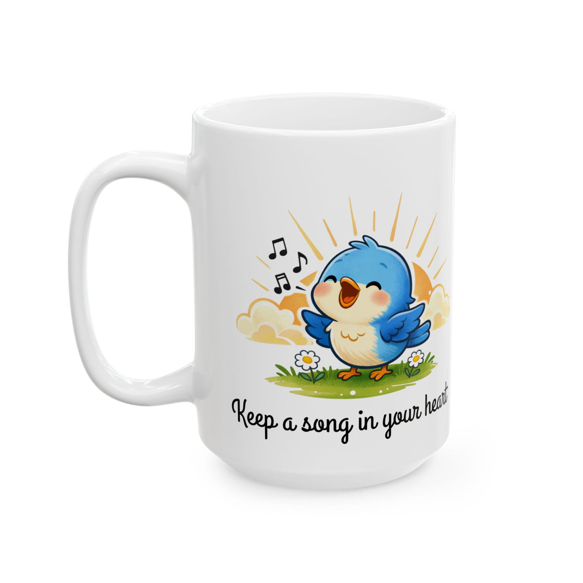 Singing Bluebird Mug – Inspirational Music Lover Gift – ‘Keep a Song in Your Heart’