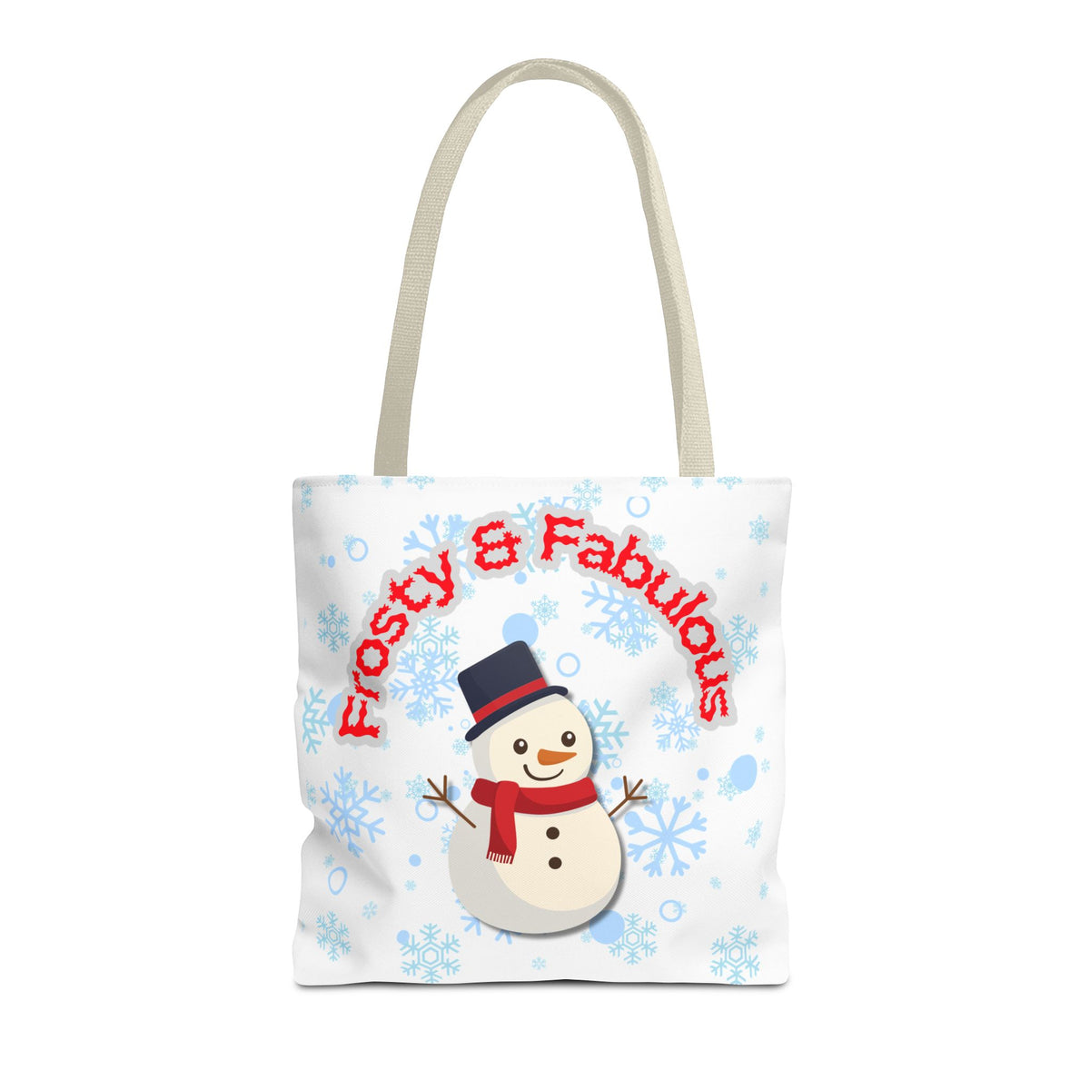 Frosty & Fabulous Christmas Tote Bag – Snowman & Snowflakes Winter Canvas Bag