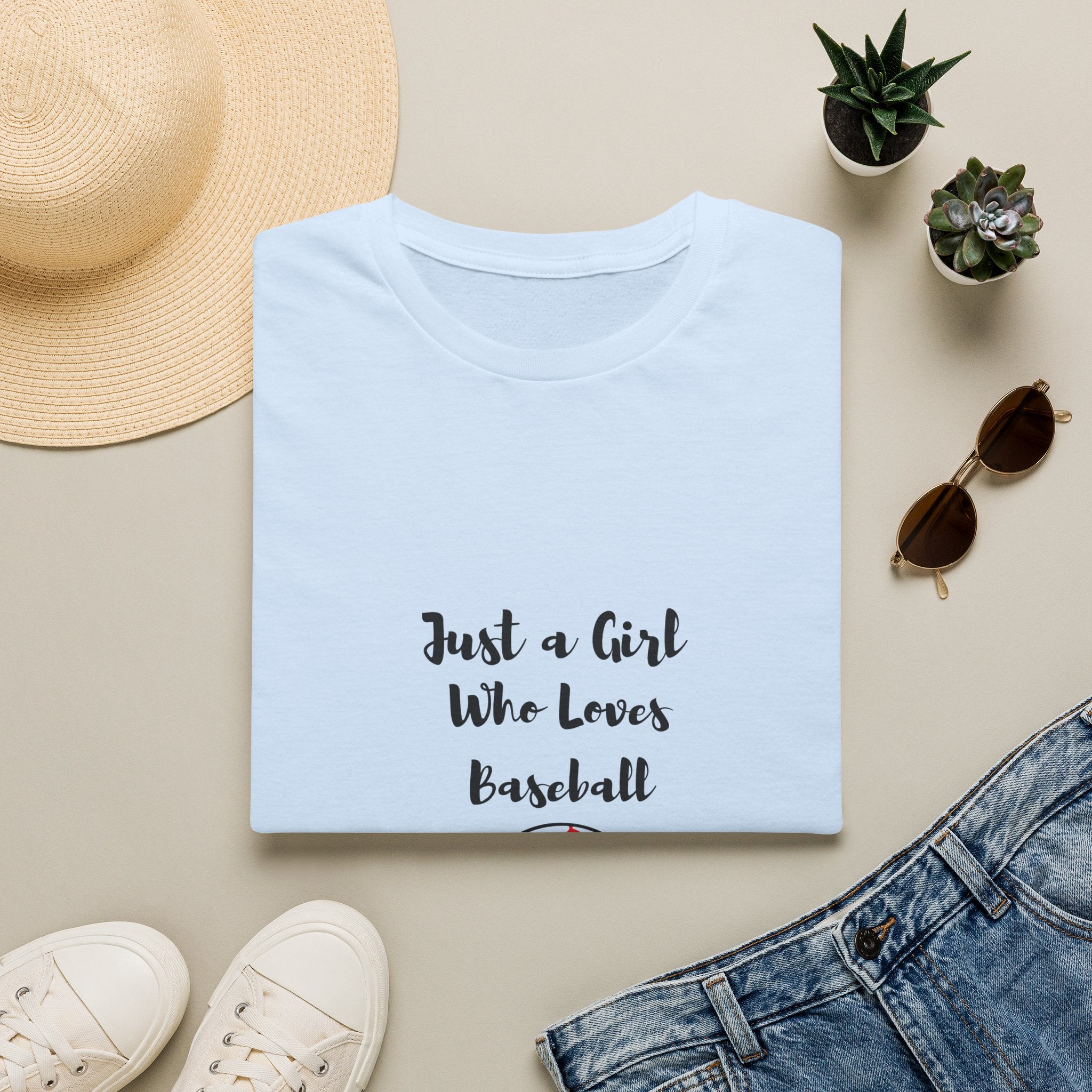 Baseball T-Shirt — “Just a Girl Who Loves Baseball” Cute Soft Tee for Fans & Players