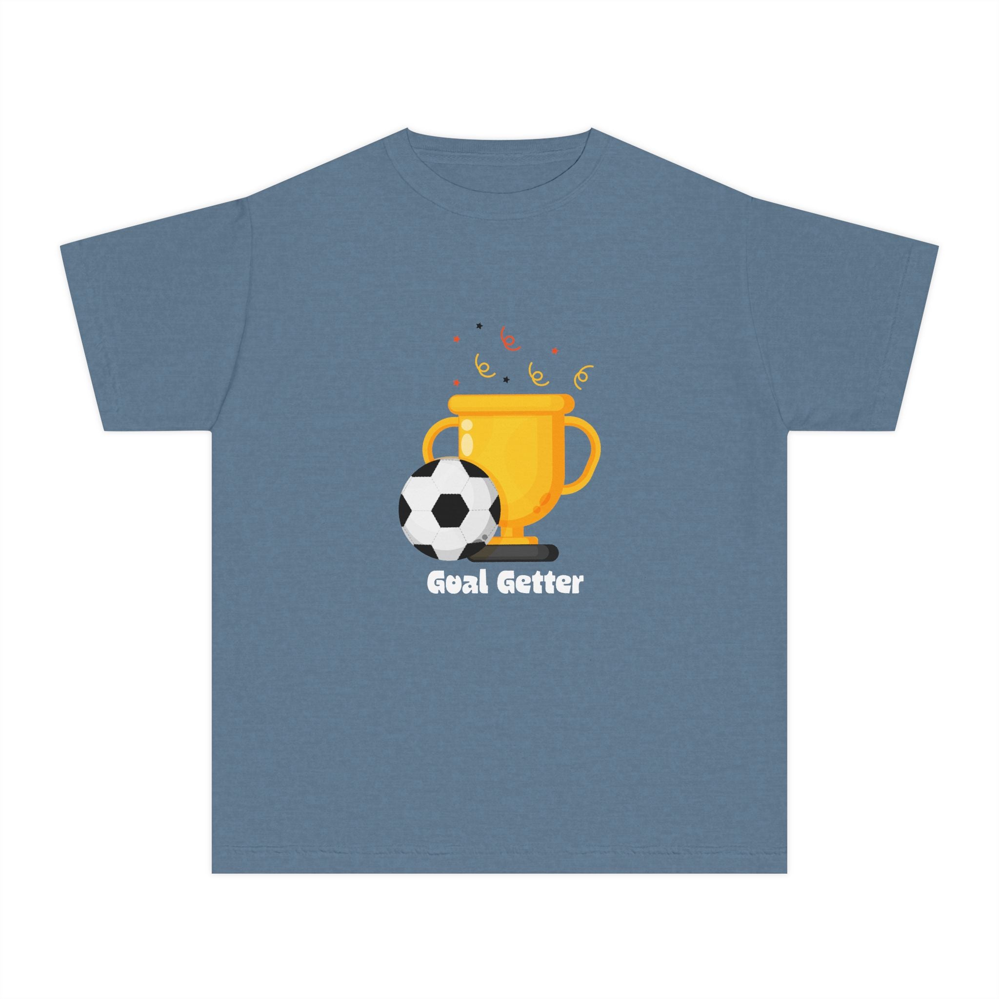 Youth Soccer Trophy Tee — 'Goal Getter' Kids Soccer Shirt