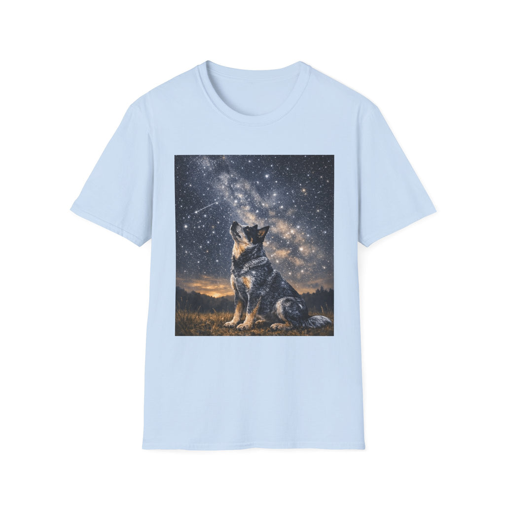 Stargazer Blue Heeler Cattle Dog T-Shirt — Celestial Night Sky Graphic Tee