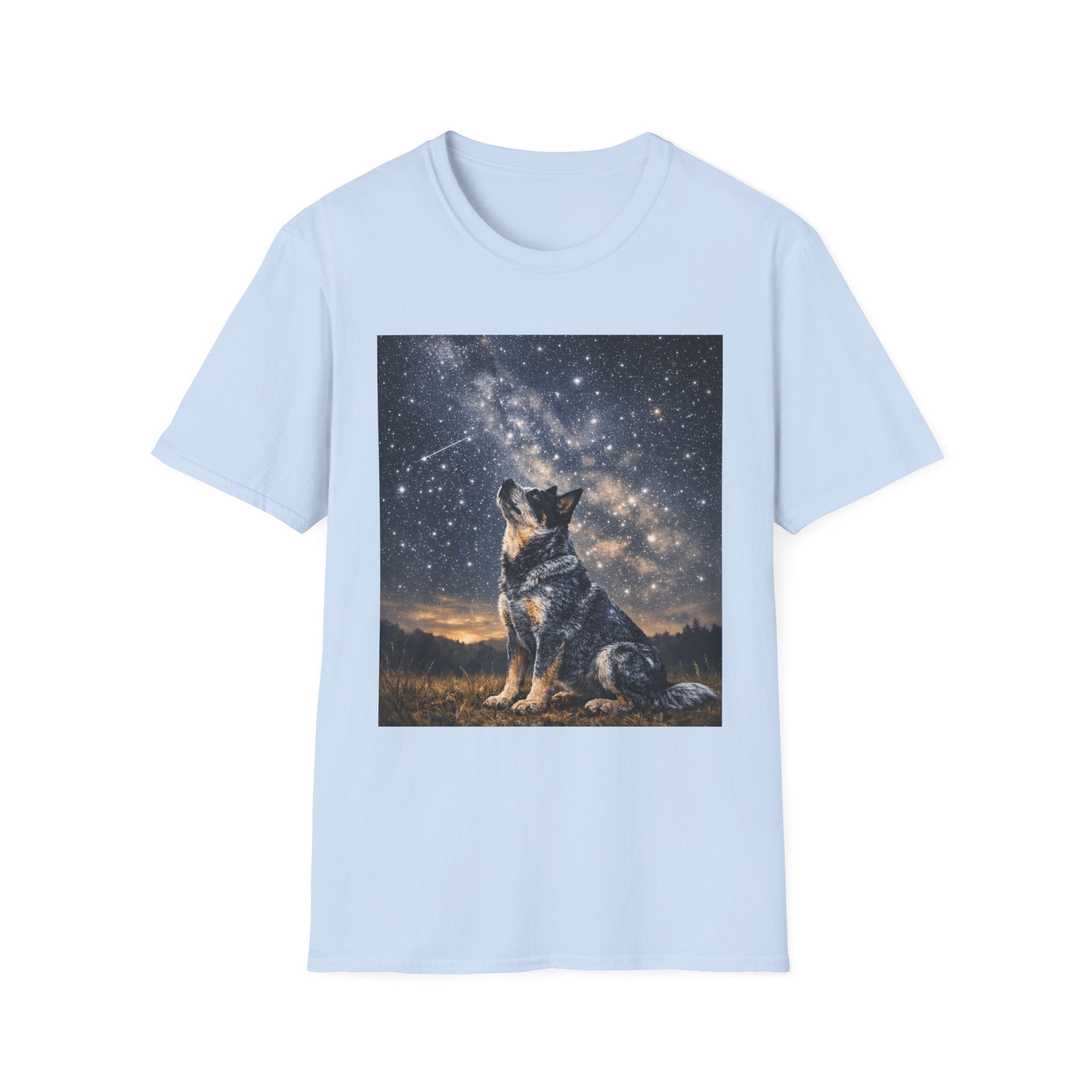 Stargazer Blue Heeler Cattle Dog T-Shirt — Celestial Night Sky Graphic Tee