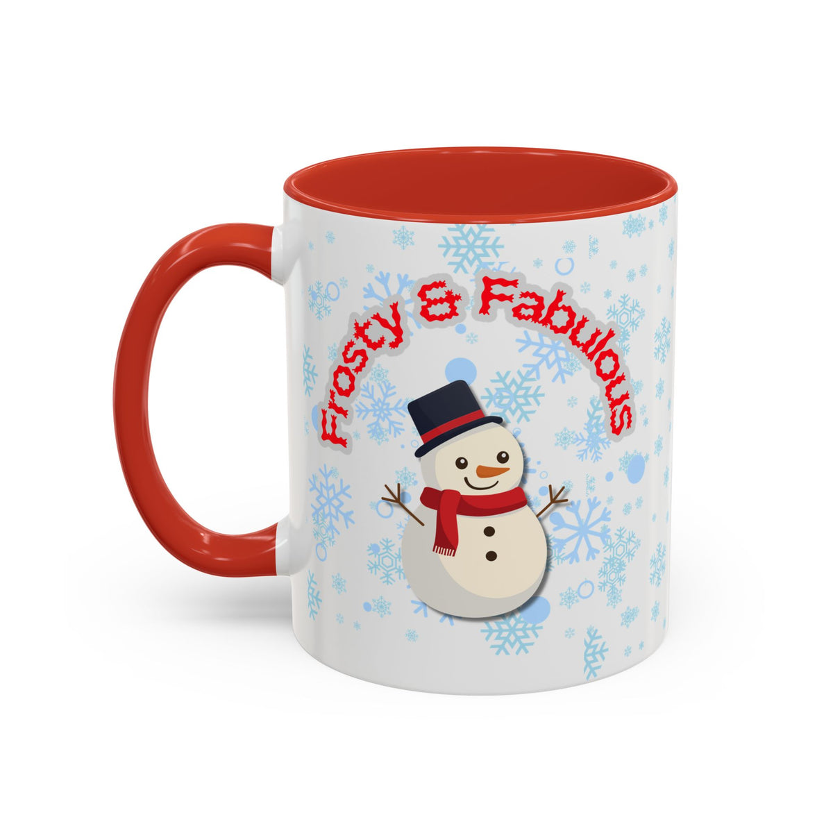 Frosty & Fabulous Christmas Mug – Snowman Winter Coffee Cup, Holiday Hot Cocoa Mug, Cute Snowflakes Design