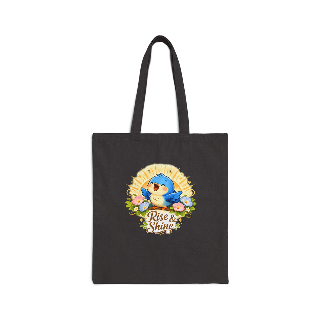 Rise & Shine Bluebird Cotton Tote Bag — Cute Morning Floral Reusable Grocery Tote