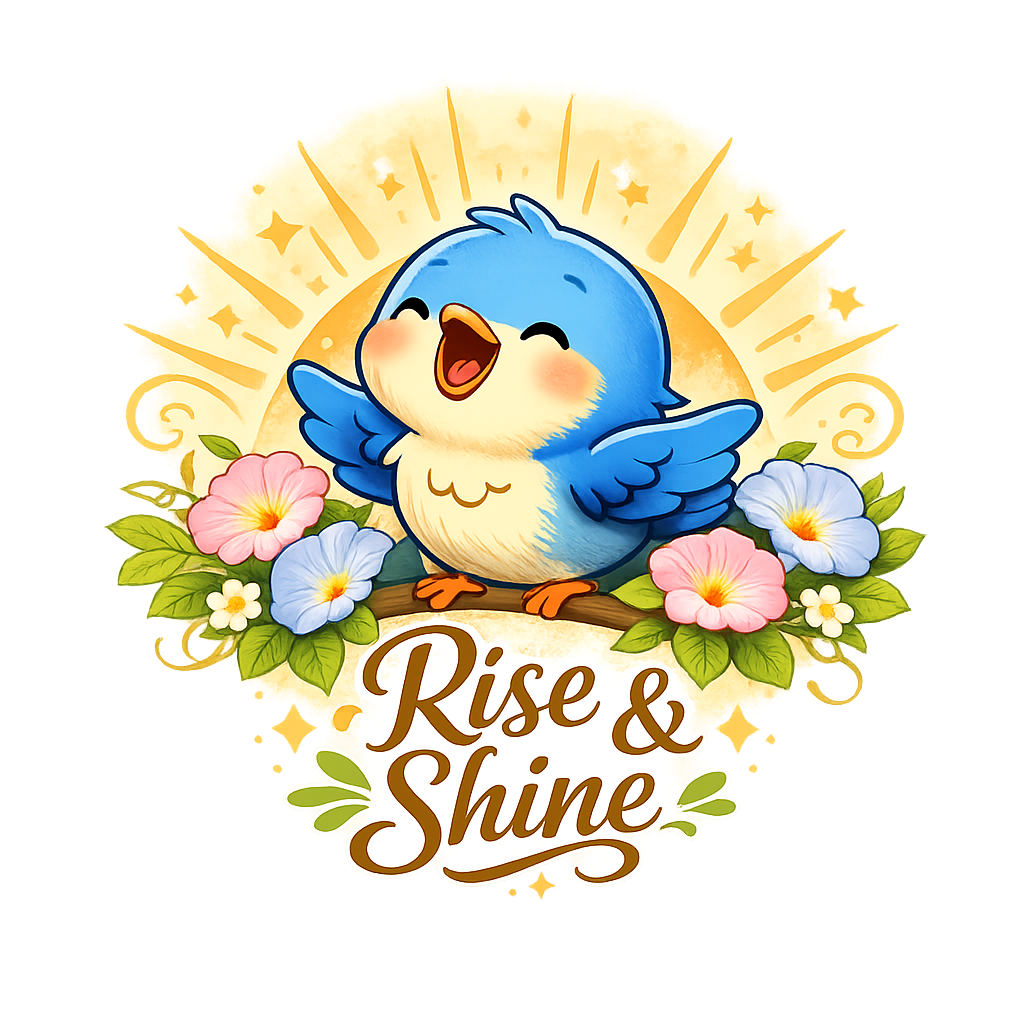 Rise & Shine T-Shirt — Cute Blue Bird Morning Graphic Tee