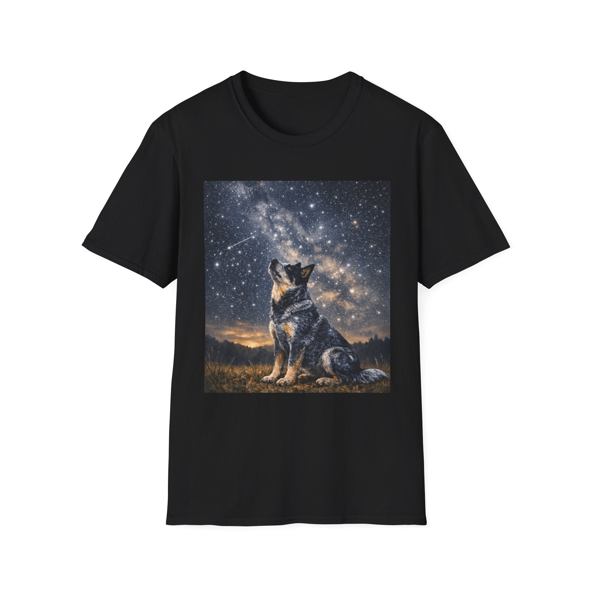 Stargazer Blue Heeler Cattle Dog T-Shirt — Celestial Night Sky Graphic Tee