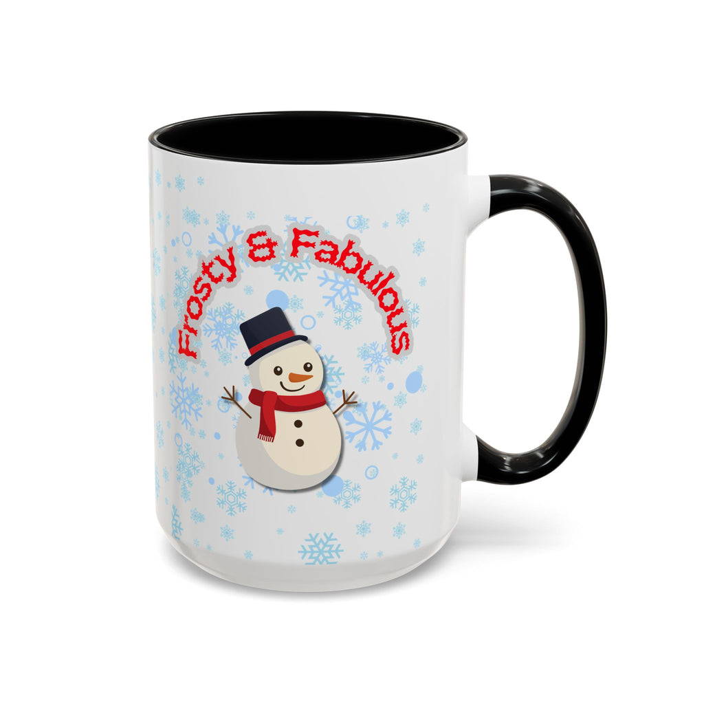 Frosty & Fabulous Christmas Mug – Snowman Winter Coffee Cup, Holiday Hot Cocoa Mug, Cute Snowflakes Design
