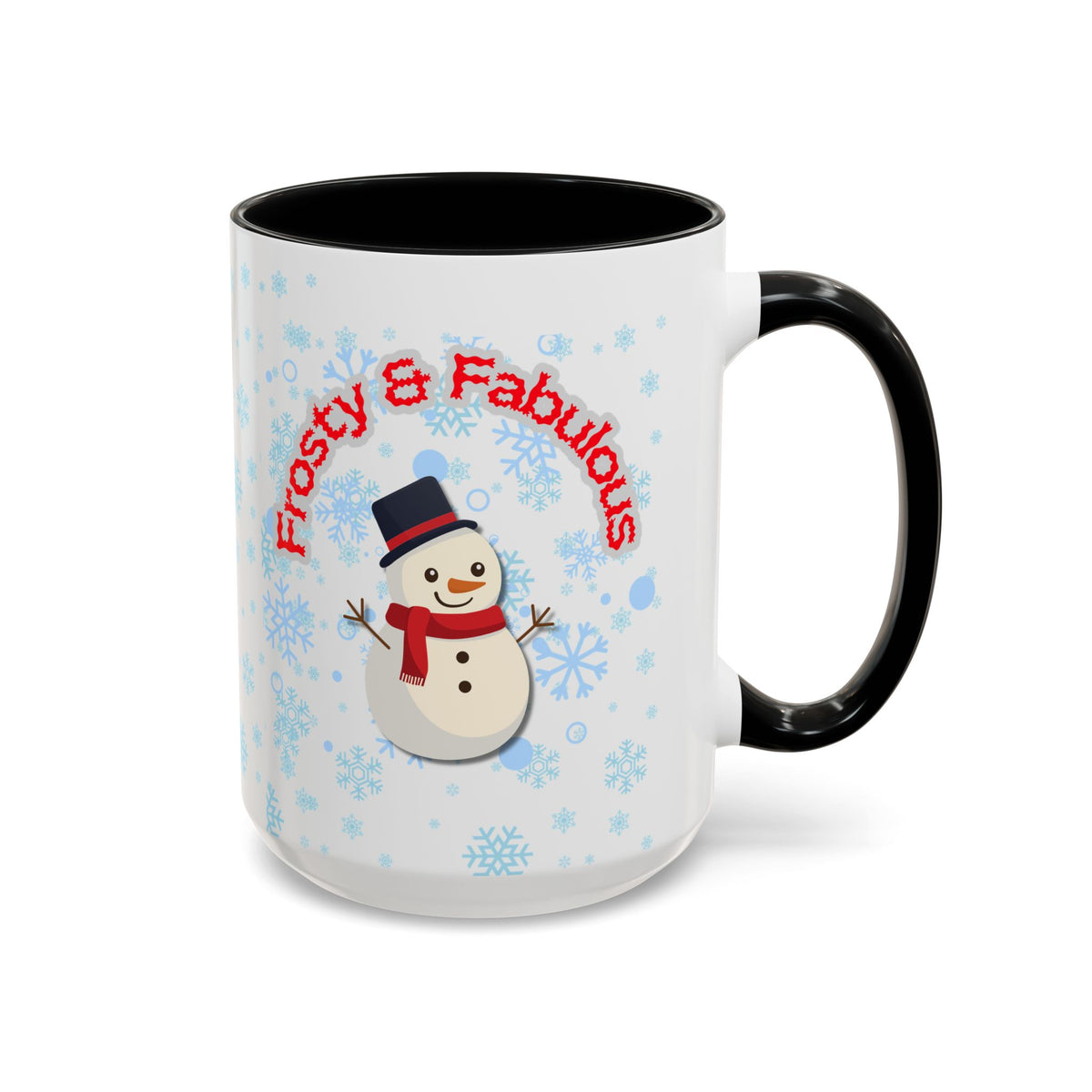 Frosty & Fabulous Christmas Mug – Snowman Winter Coffee Cup, Holiday Hot Cocoa Mug, Cute Snowflakes Design