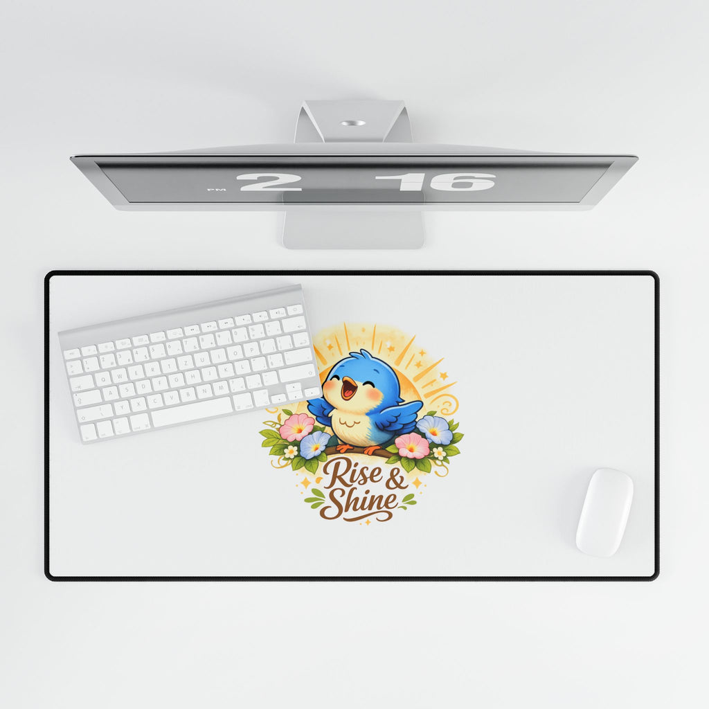 Rise & Shine Bluebird Desk Mat – Inspirational Workspace Décor for Creatives