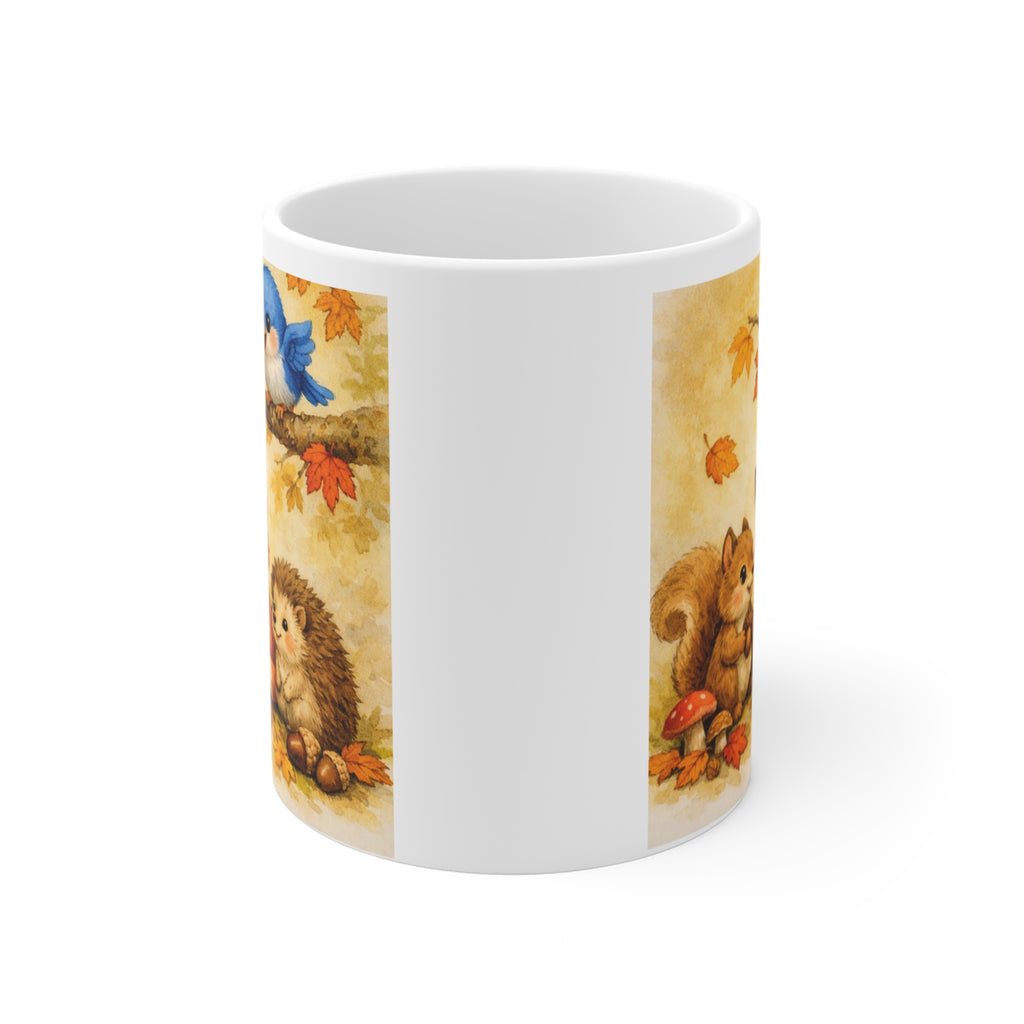Bluebird Woodland Friends Mug – Cute Fall Animals Watercolor Coffee Cup