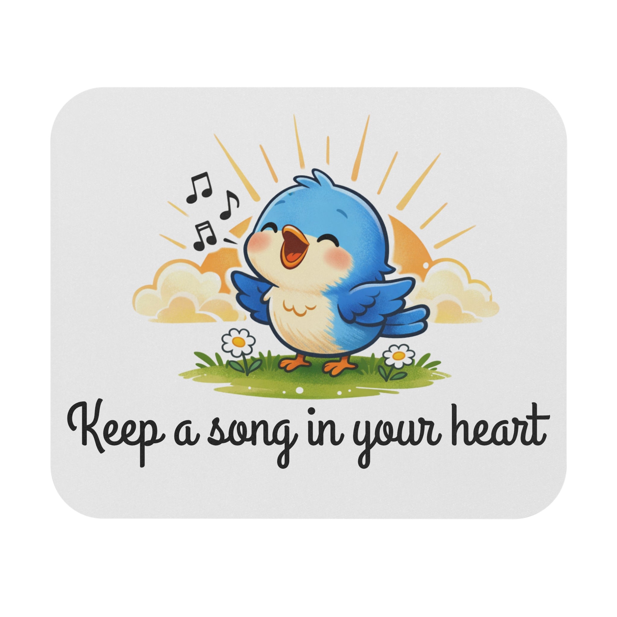 Singing Bluebird Mouse Pad – Inspirational Music Lover Desk Mat – ‘Keep a Song in Your Heart