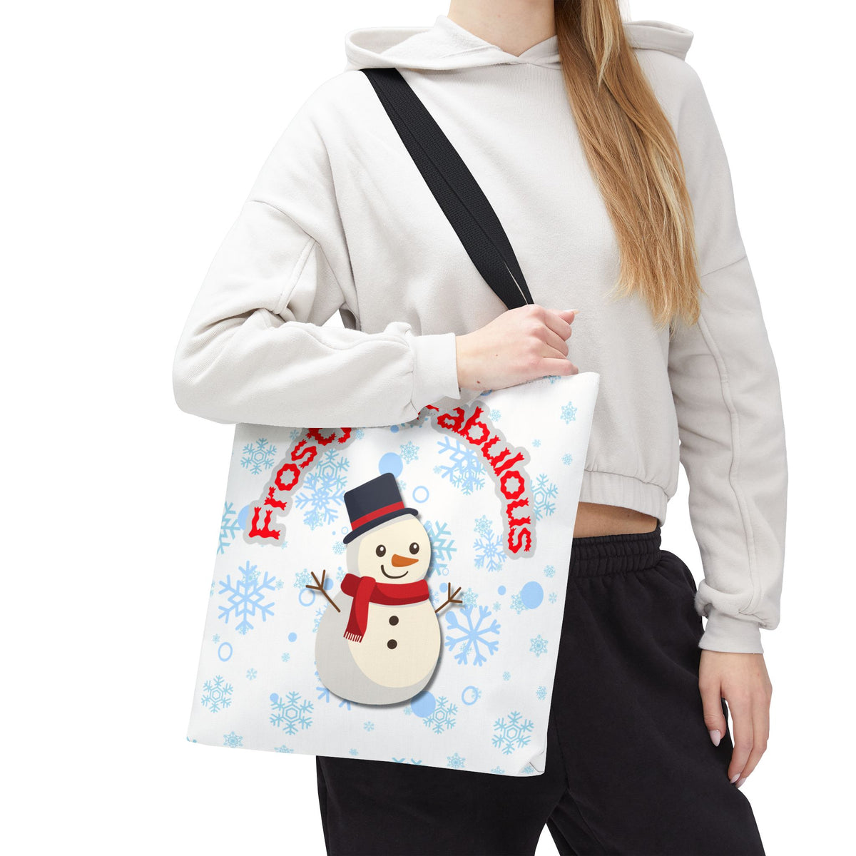 Frosty & Fabulous Christmas Tote Bag – Snowman & Snowflakes Winter Canvas Bag