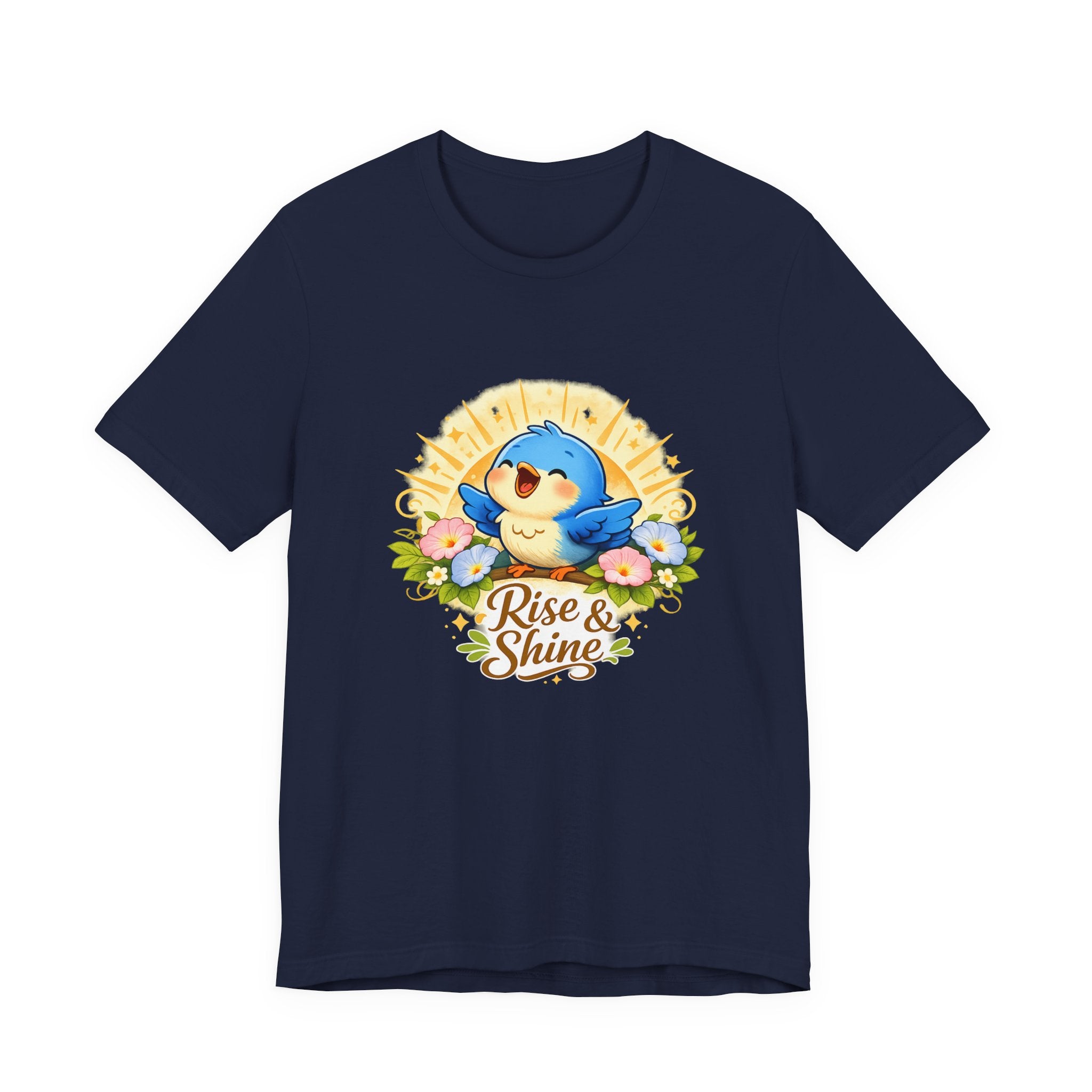 Rise & Shine Bluebird Tee — Cute Morning Birds Graphic T-Shirt