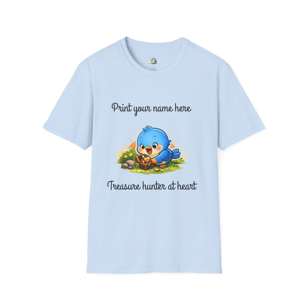 Personalized “Treasure Hunter at Heart” Bluebird Tee – Add Your Name