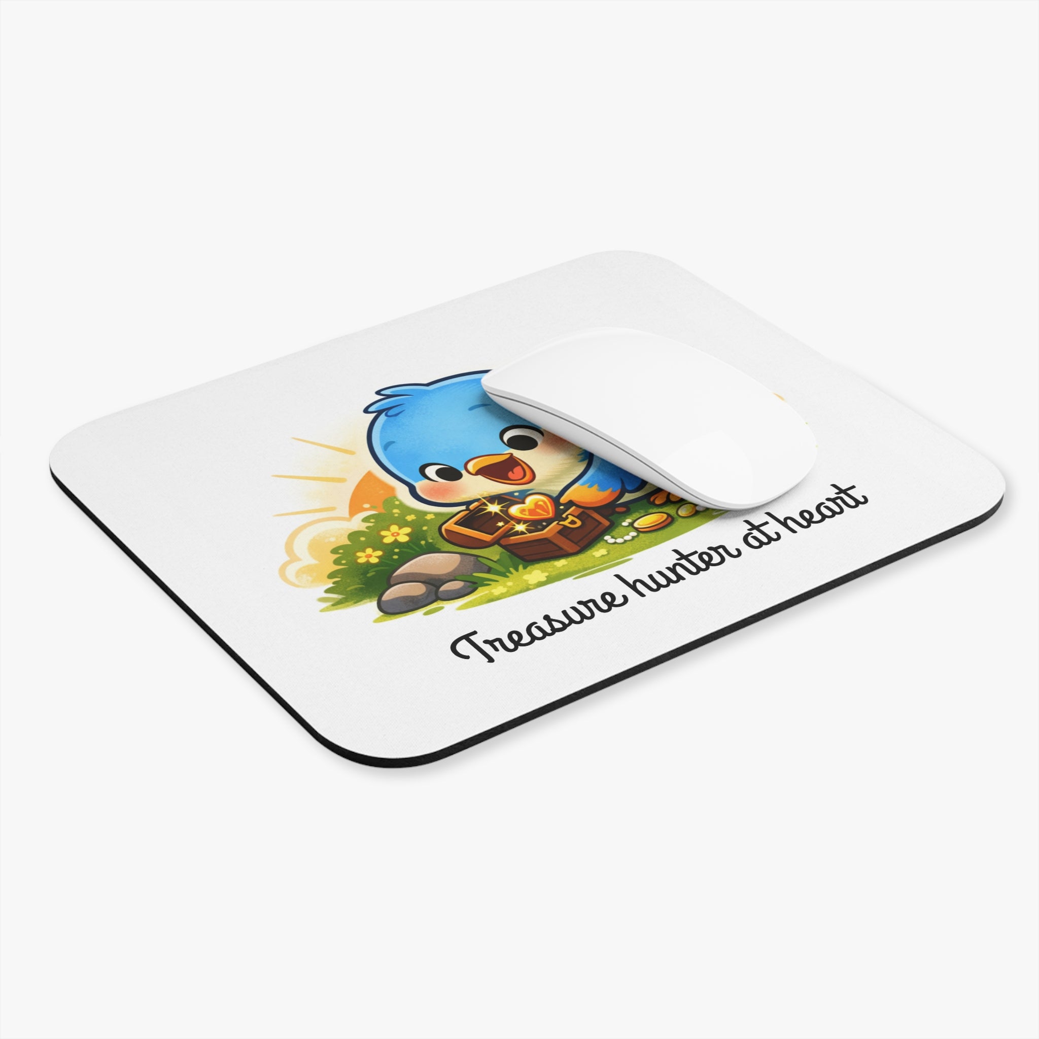 Treasure Hunter Bluebird Mouse Pad – Whimsical Desk Accessory for Collectors & Dreamers
