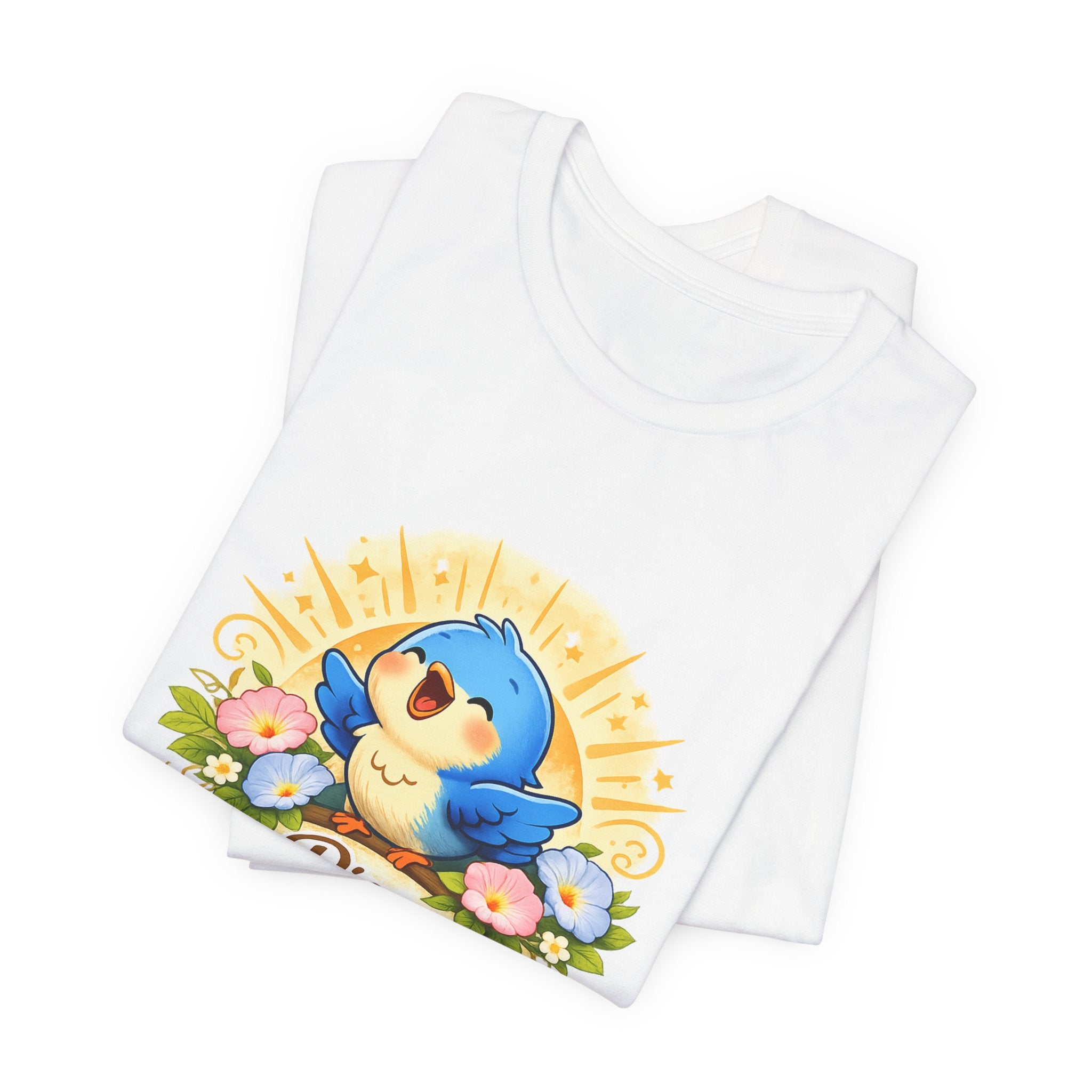 Rise & Shine Bluebird Tee — Cute Morning Birds Graphic T-Shirt
