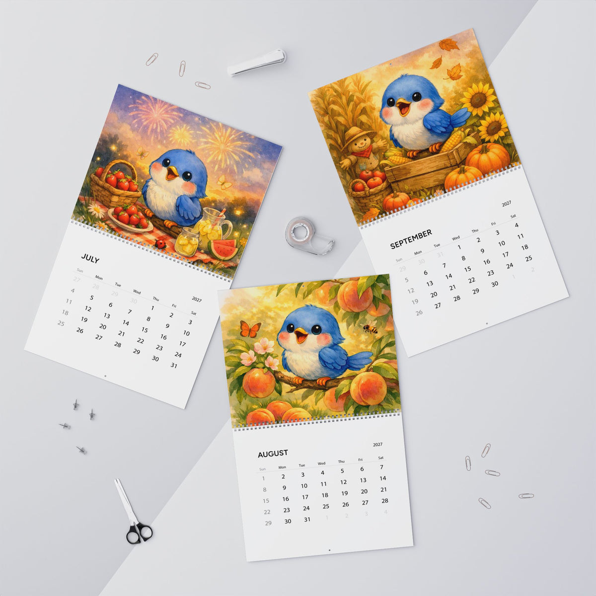 Singing Bluebird Seasonal Watercolor Calendar 2027