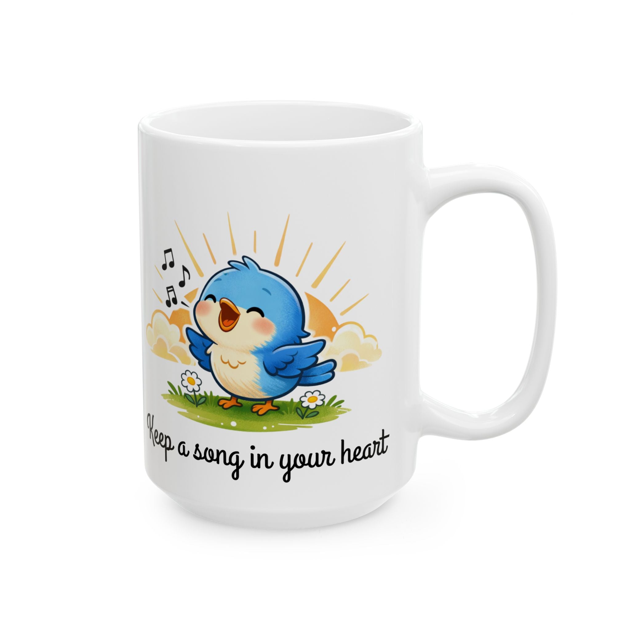 Singing Bluebird Mug – Inspirational Music Lover Gift – ‘Keep a Song in Your Heart’