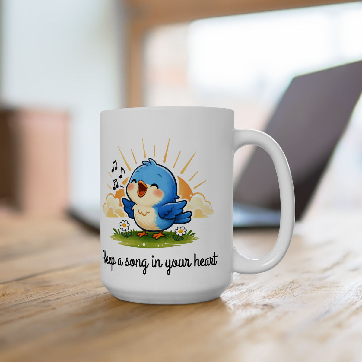 Singing Bluebird Mug – Inspirational Music Lover Gift – ‘Keep a Song in Your Heart’