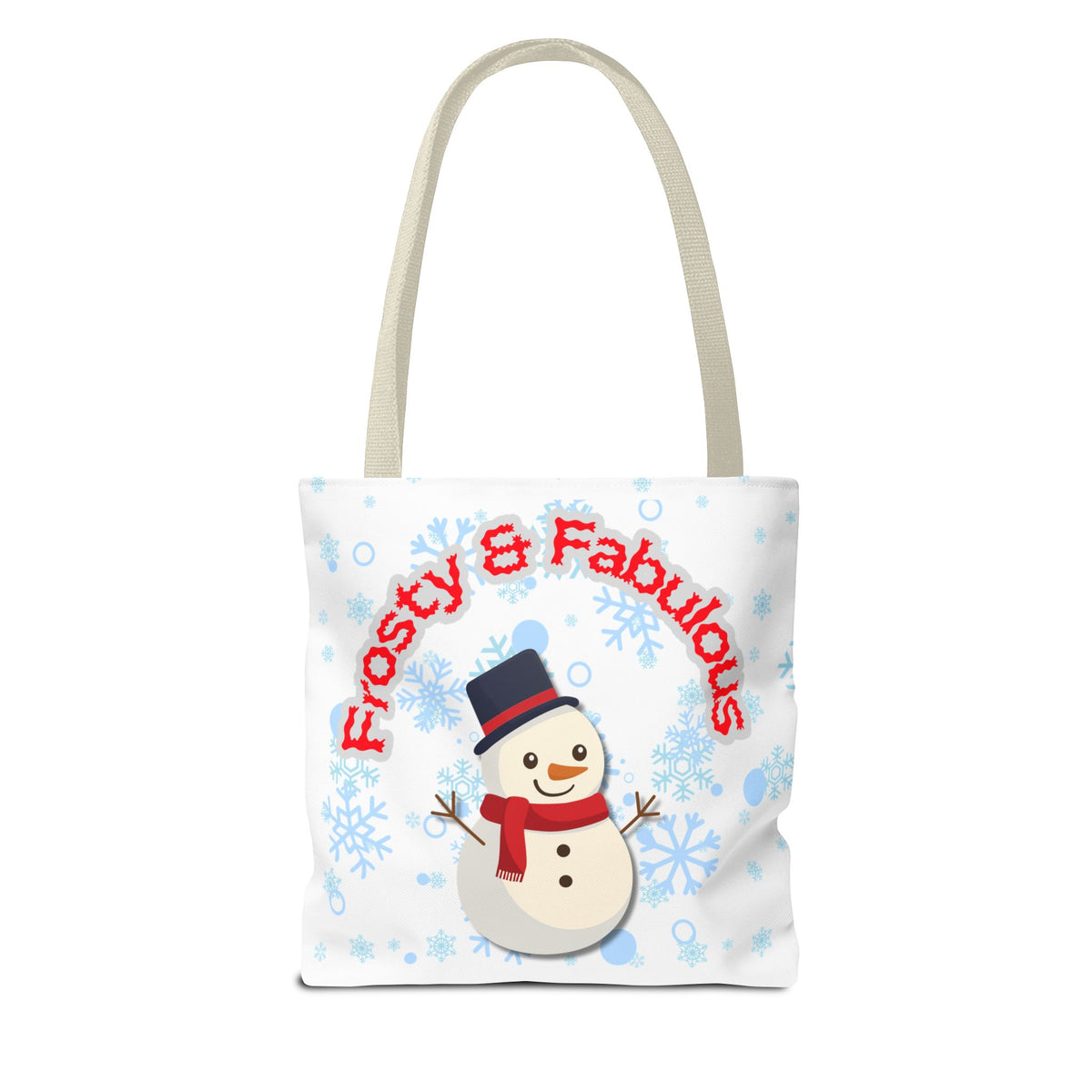 Frosty & Fabulous Christmas Tote Bag – Snowman & Snowflakes Winter Canvas Bag
