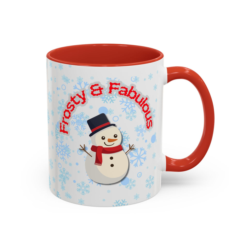Frosty & Fabulous Christmas Mug – Snowman Winter Coffee Cup, Holiday Hot Cocoa Mug, Cute Snowflakes Design