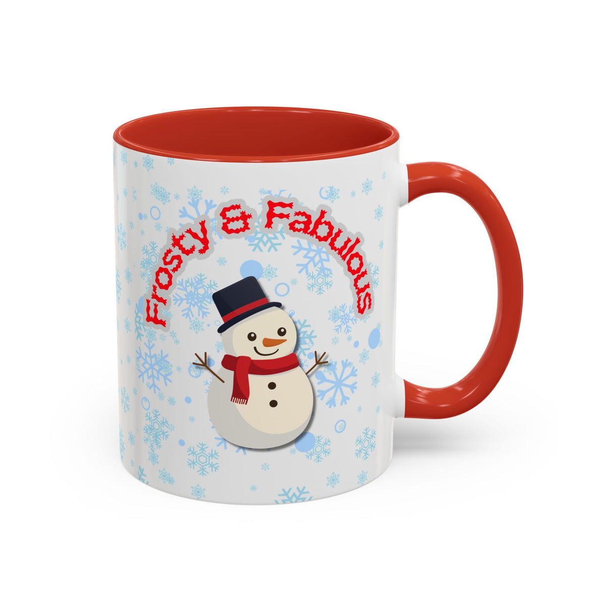 Frosty & Fabulous Christmas Mug – Snowman Winter Coffee Cup, Holiday Hot Cocoa Mug, Cute Snowflakes Design