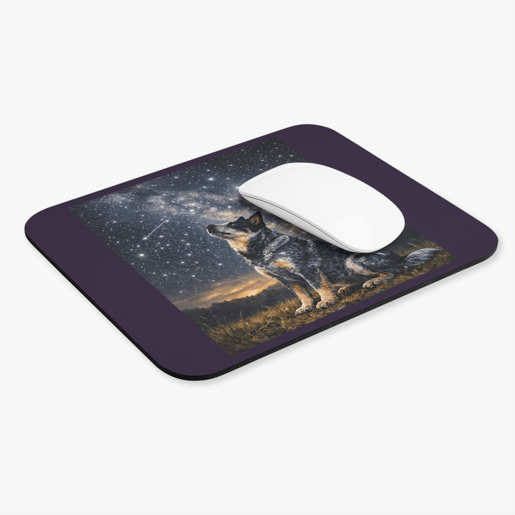 Stargazer Blue Heeler Dog Mouse Pad — Celestial Night Desk Mat for Animal Lovers