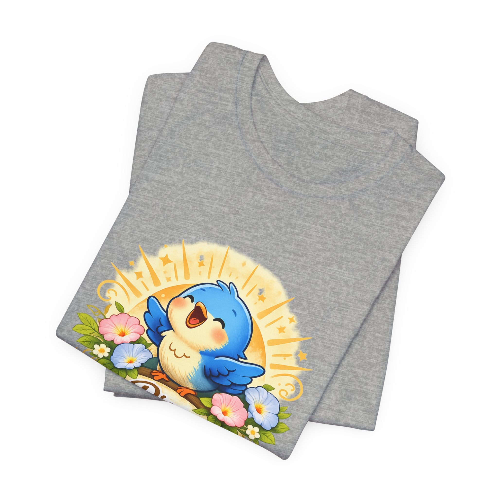 Rise & Shine Bluebird Tee — Cute Morning Birds Graphic T-Shirt