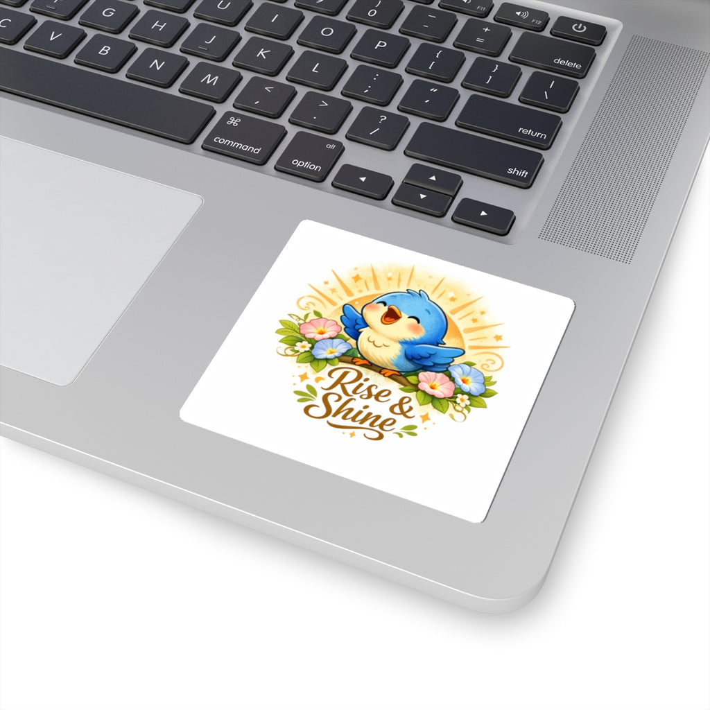 Rise & Shine Bird Sticker — Cute Morning Quote Kiss-Cut Sticker