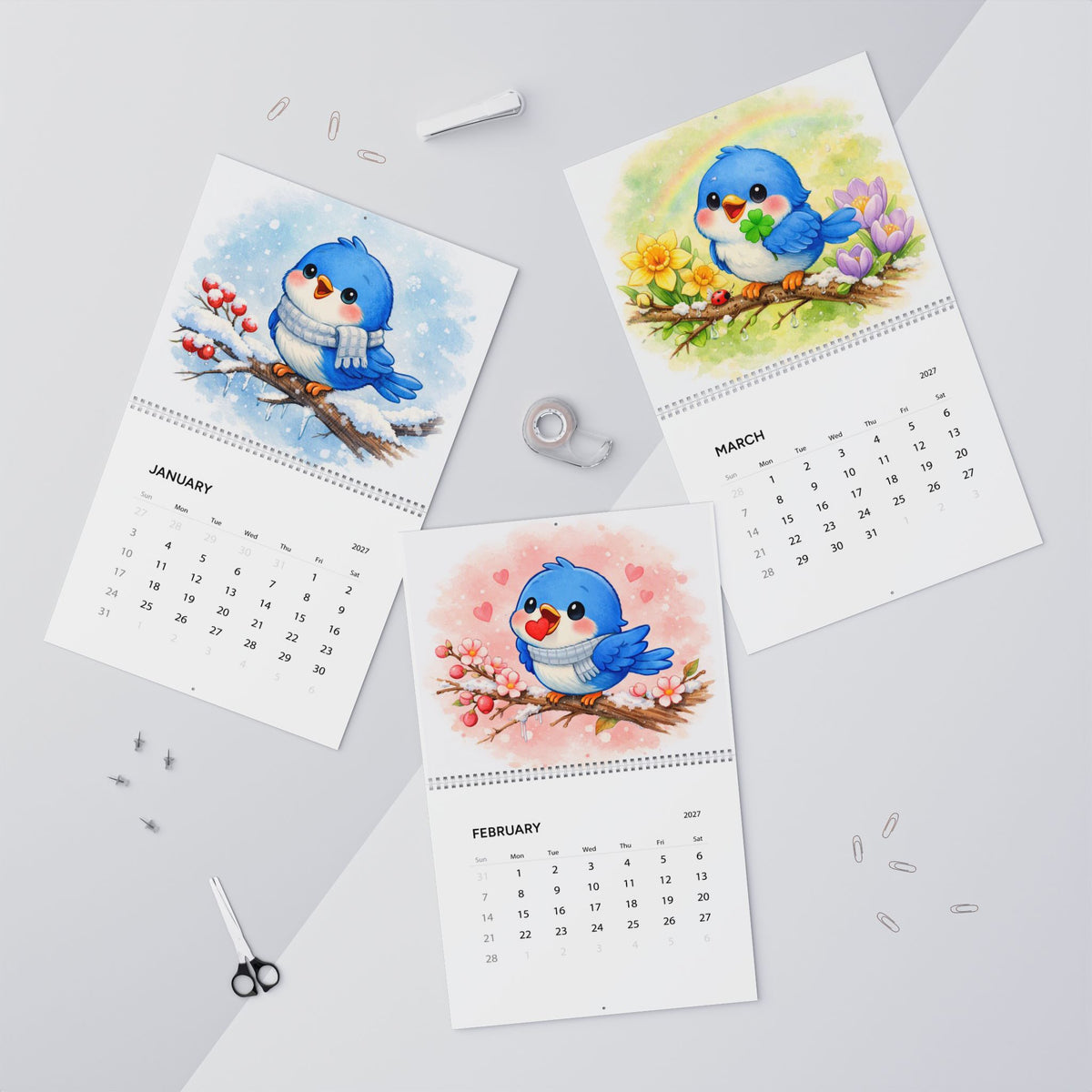 Singing Bluebird Seasonal Watercolor Calendar 2027