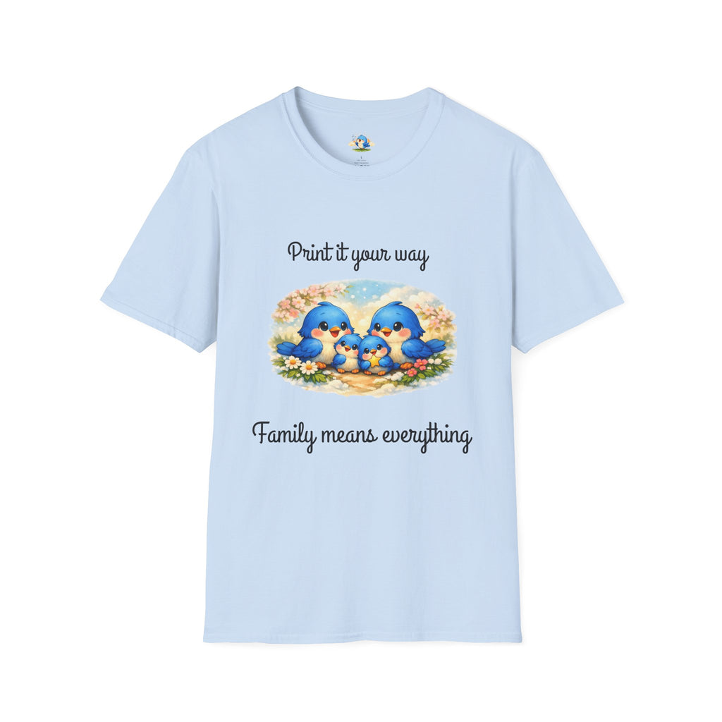 Personalized “Family Means Everything” Bluebird Family Tee
