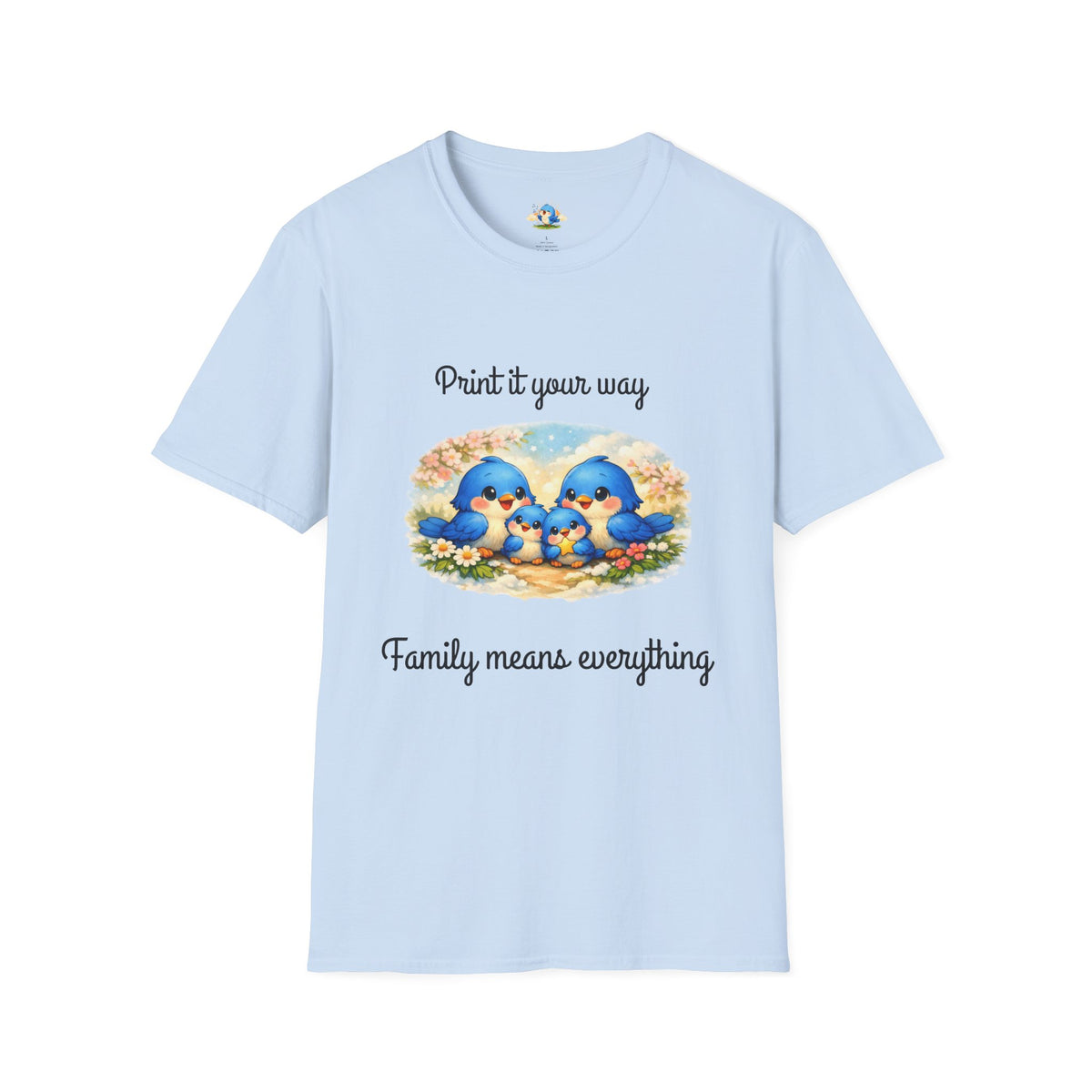 Personalized “Family Means Everything” Bluebird Family Tee