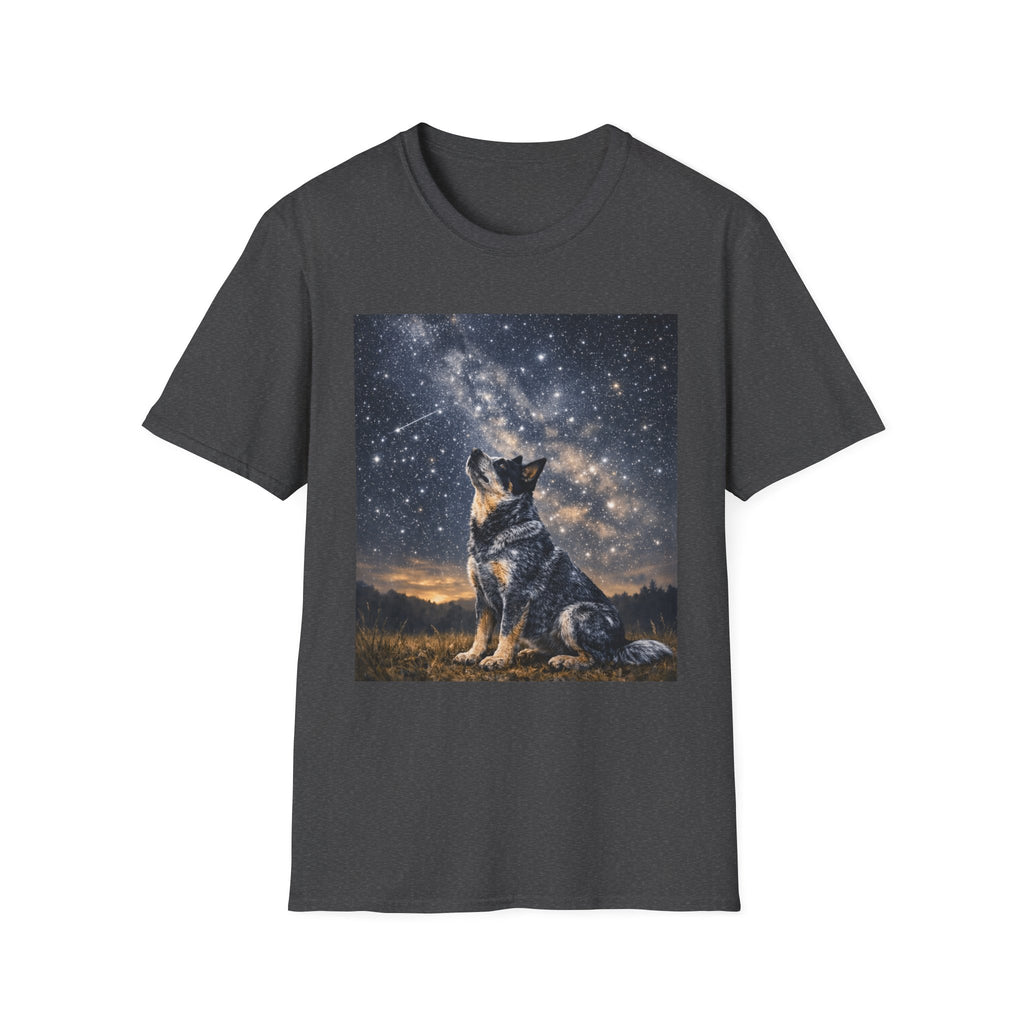 Stargazer Blue Heeler Cattle Dog T-Shirt — Celestial Night Sky Graphic Tee