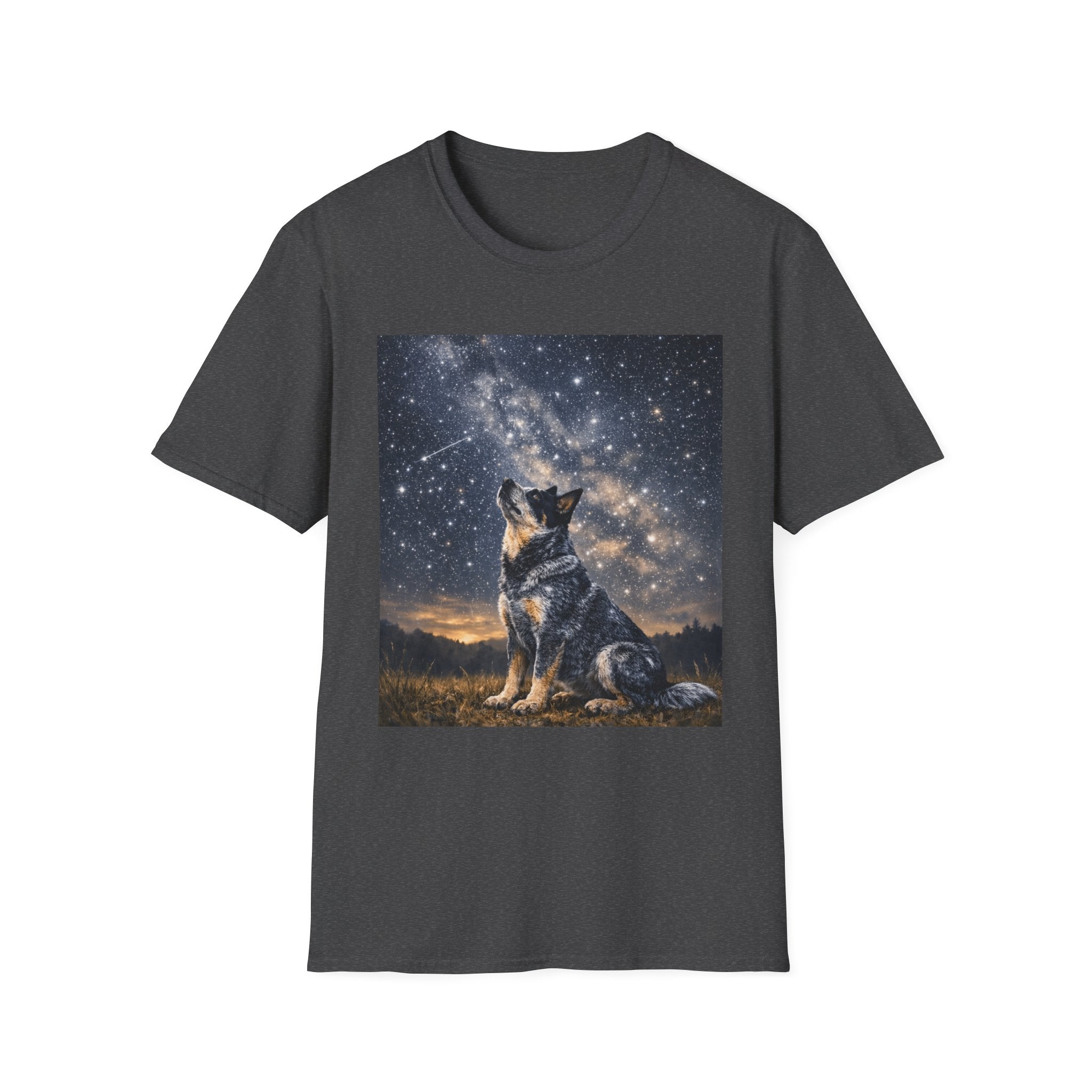 Stargazer Blue Heeler Cattle Dog T-Shirt — Celestial Night Sky Graphic Tee
