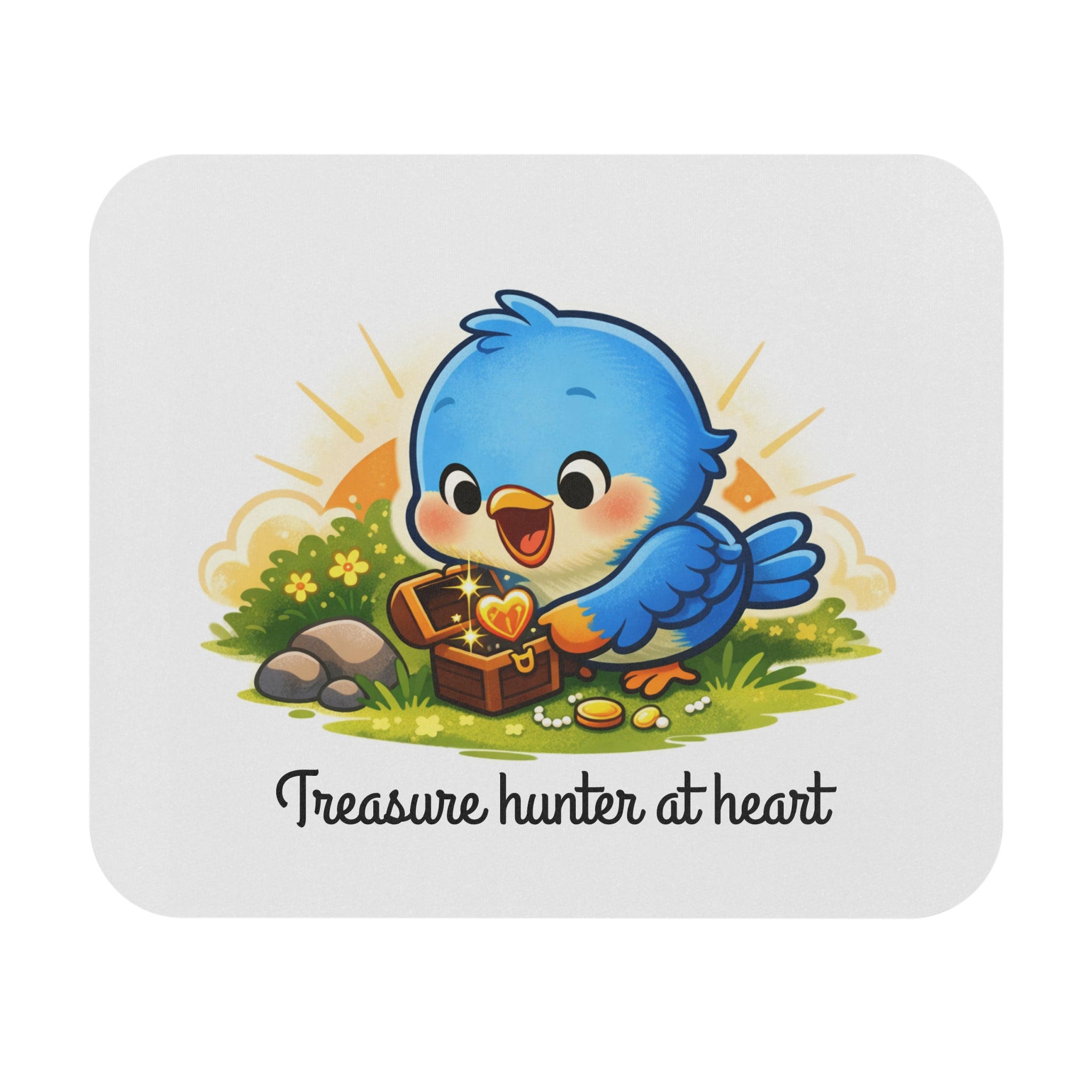 Treasure Hunter Bluebird Mouse Pad – Whimsical Desk Accessory for Collectors & Dreamers