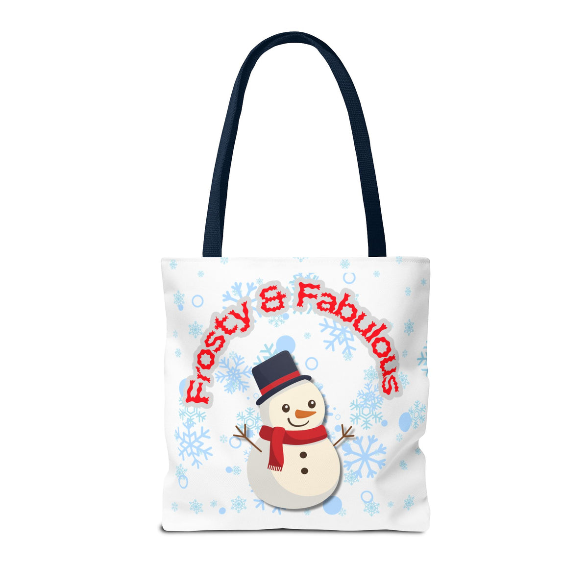 Frosty & Fabulous Christmas Tote Bag – Snowman & Snowflakes Winter Canvas Bag