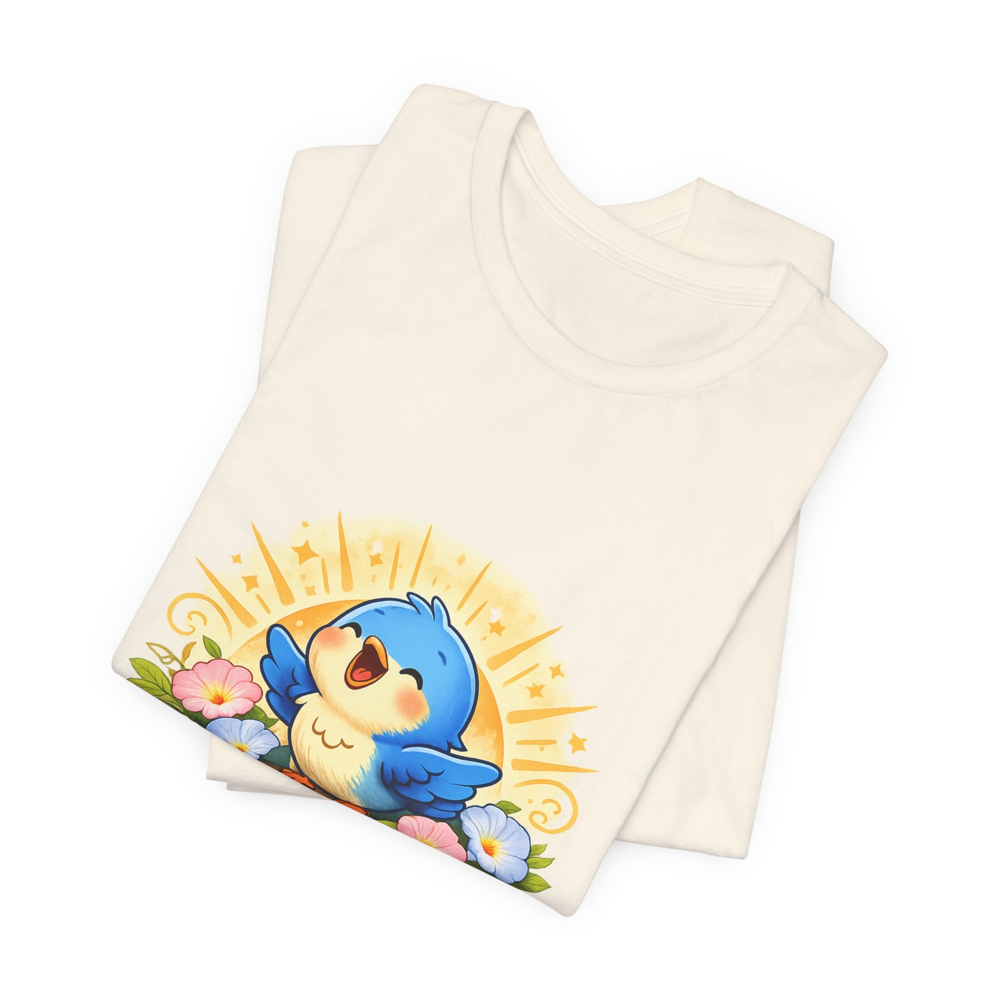 Rise & Shine Bluebird Tee — Cute Morning Birds Graphic T-Shirt