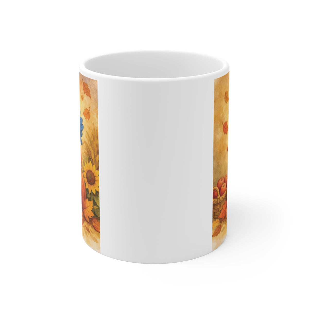 Bluebird on Pumpkin Fall Mug – Watercolor Autumn Coffee Cup
