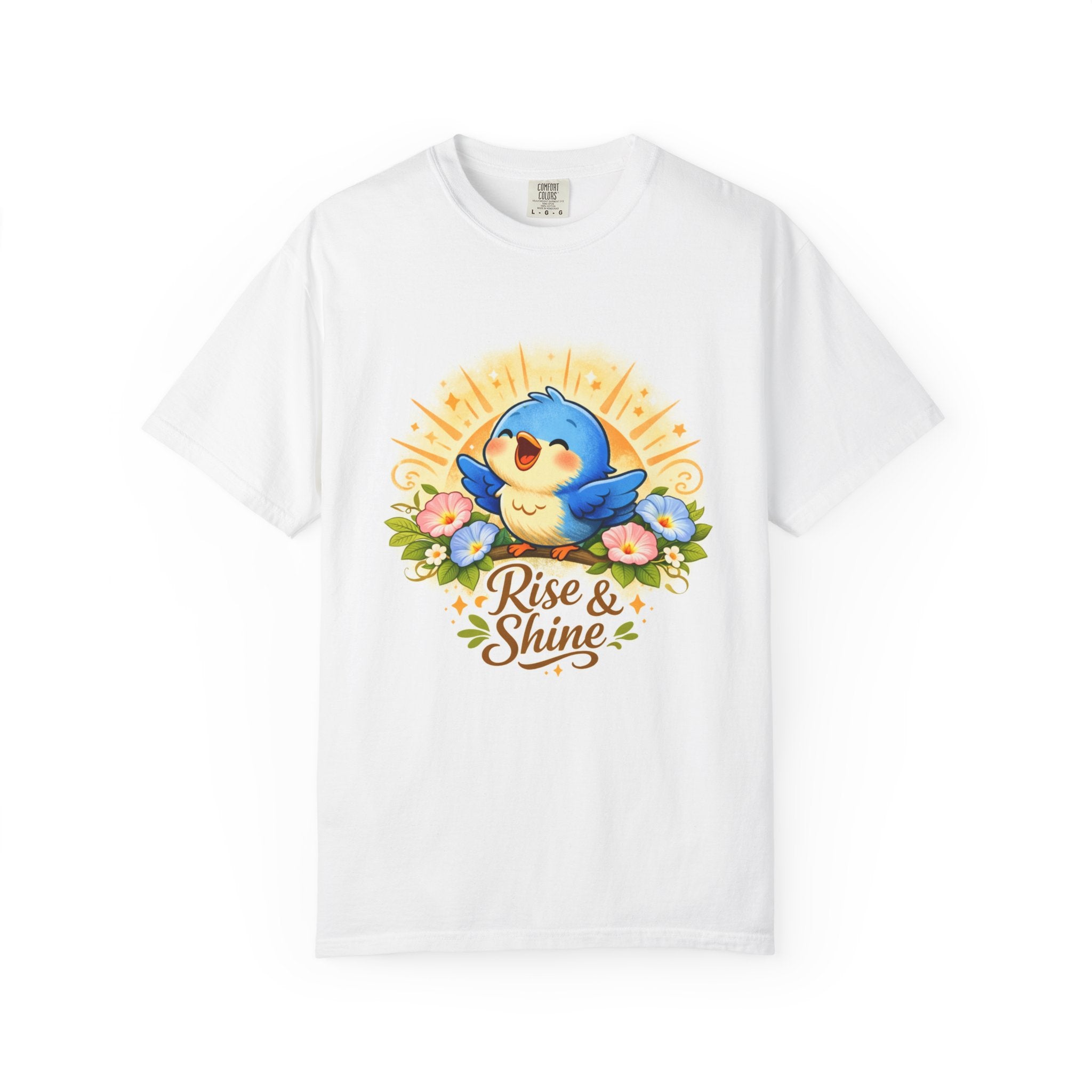 Rise & Shine T-Shirt — Cute Blue Bird Morning Graphic Tee