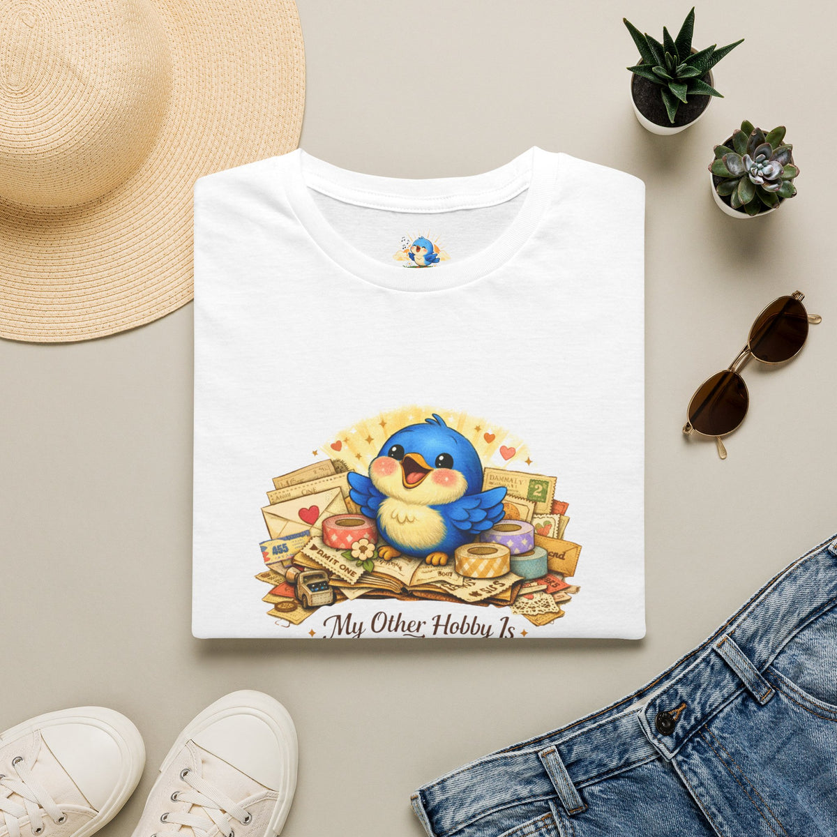 Personalized “My Other Hobby Is Hoarding Ephemera” Bluebird Tee