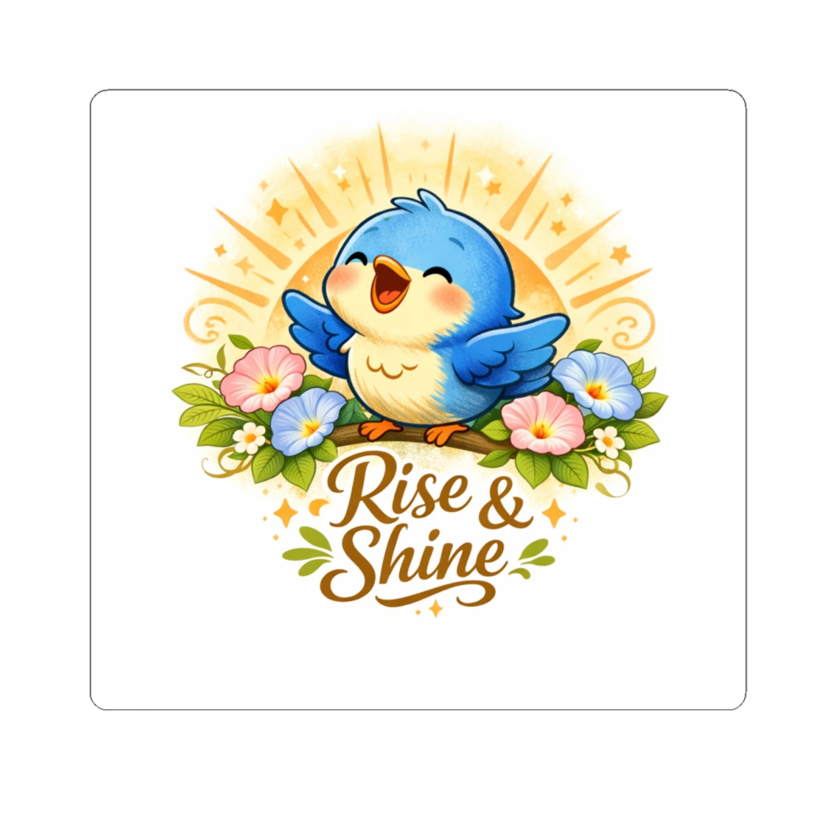 Rise & Shine Bird Sticker — Cute Morning Quote Kiss-Cut Sticker