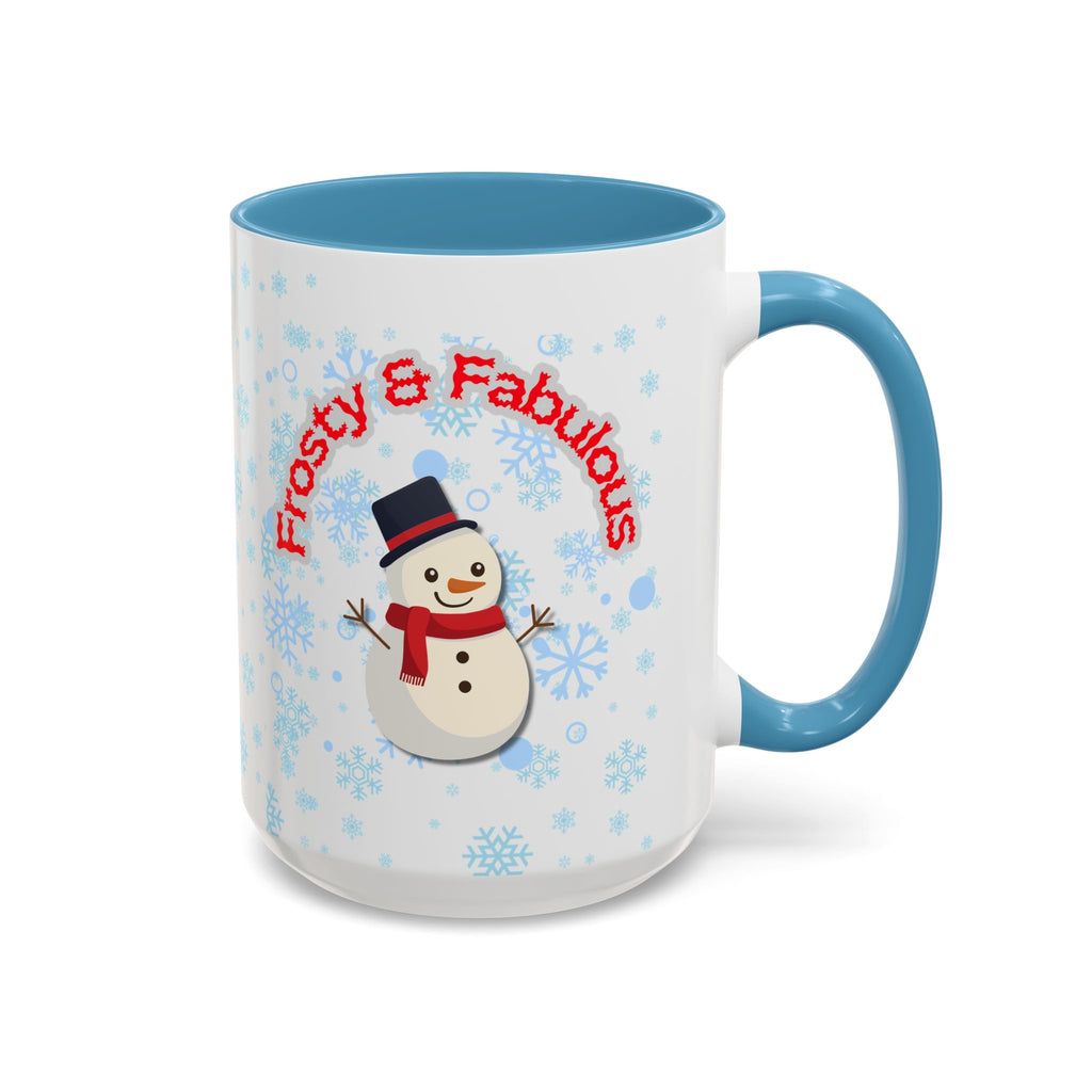 Frosty & Fabulous Christmas Mug – Snowman Winter Coffee Cup, Holiday Hot Cocoa Mug, Cute Snowflakes Design