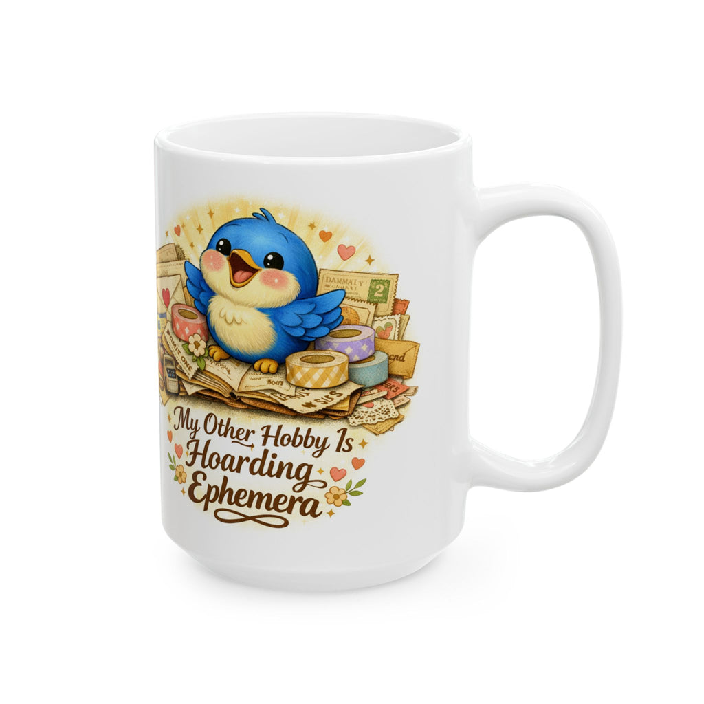 Ephemera Lover Bluebird Mug – Junk Journaling & Scrapbooking Gift for Paper Collectors