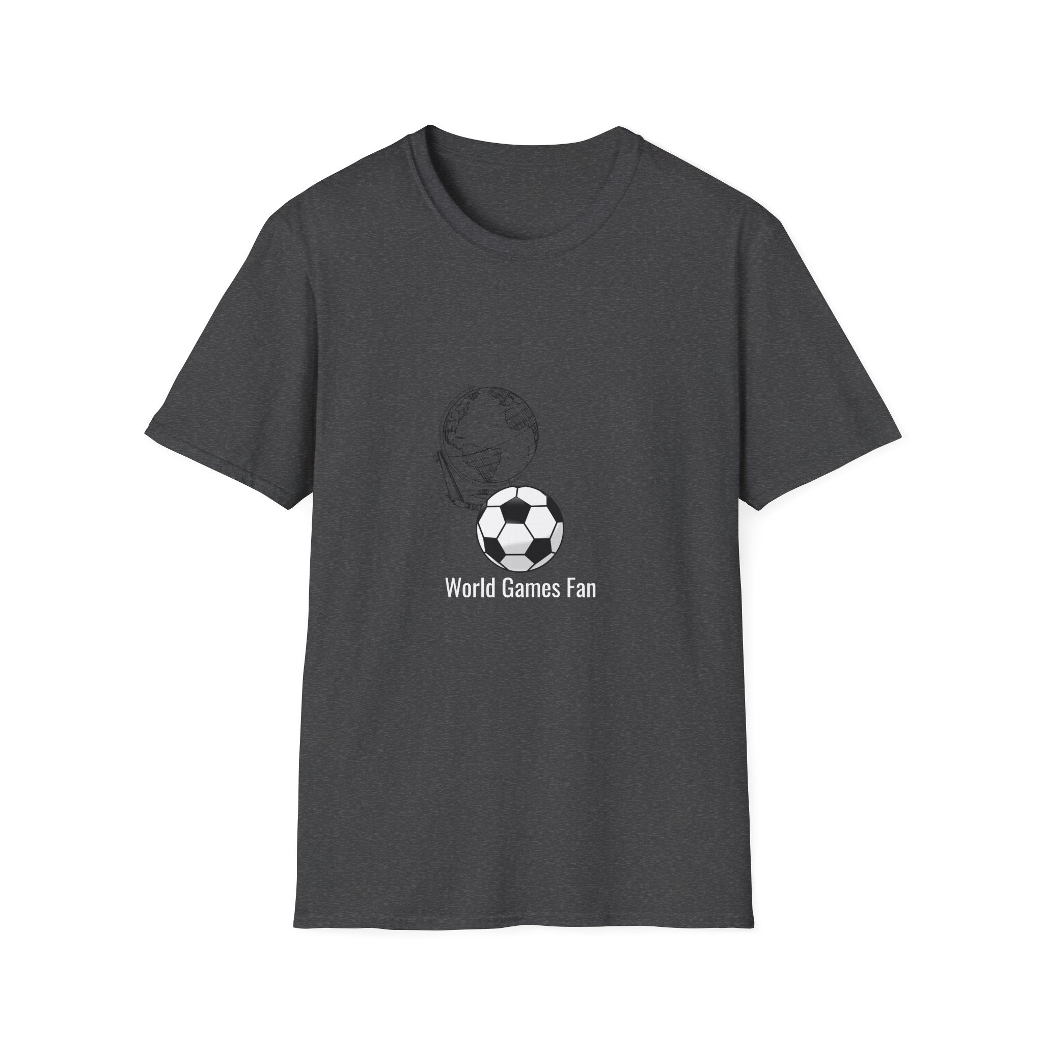 Soccer World Graphic T-Shirt — Globe & Ball Minimalist Tee for Soccer Fans